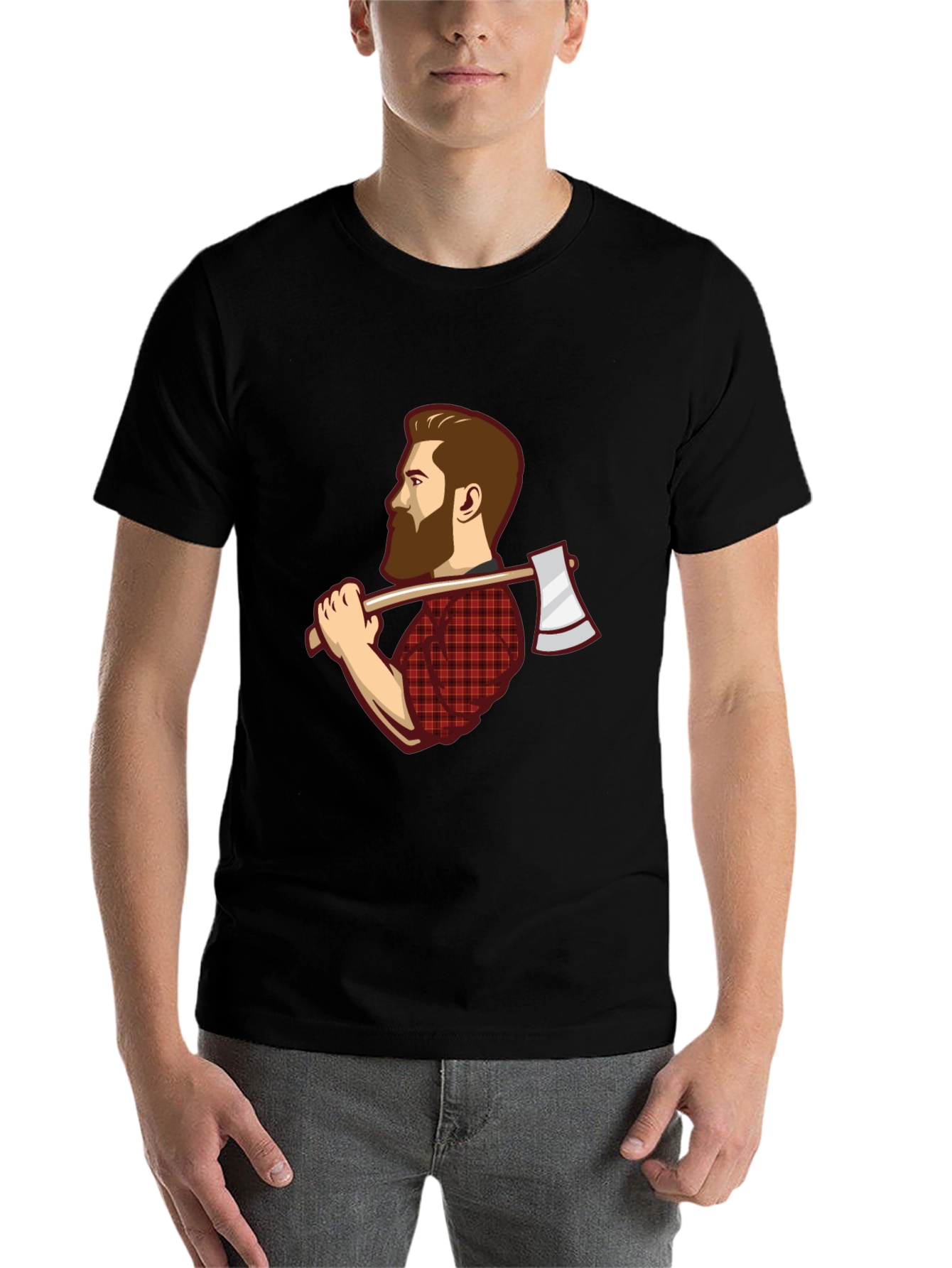 Black Lumberjack Graphic Tee - Axe Wielding Woodcutter view 7