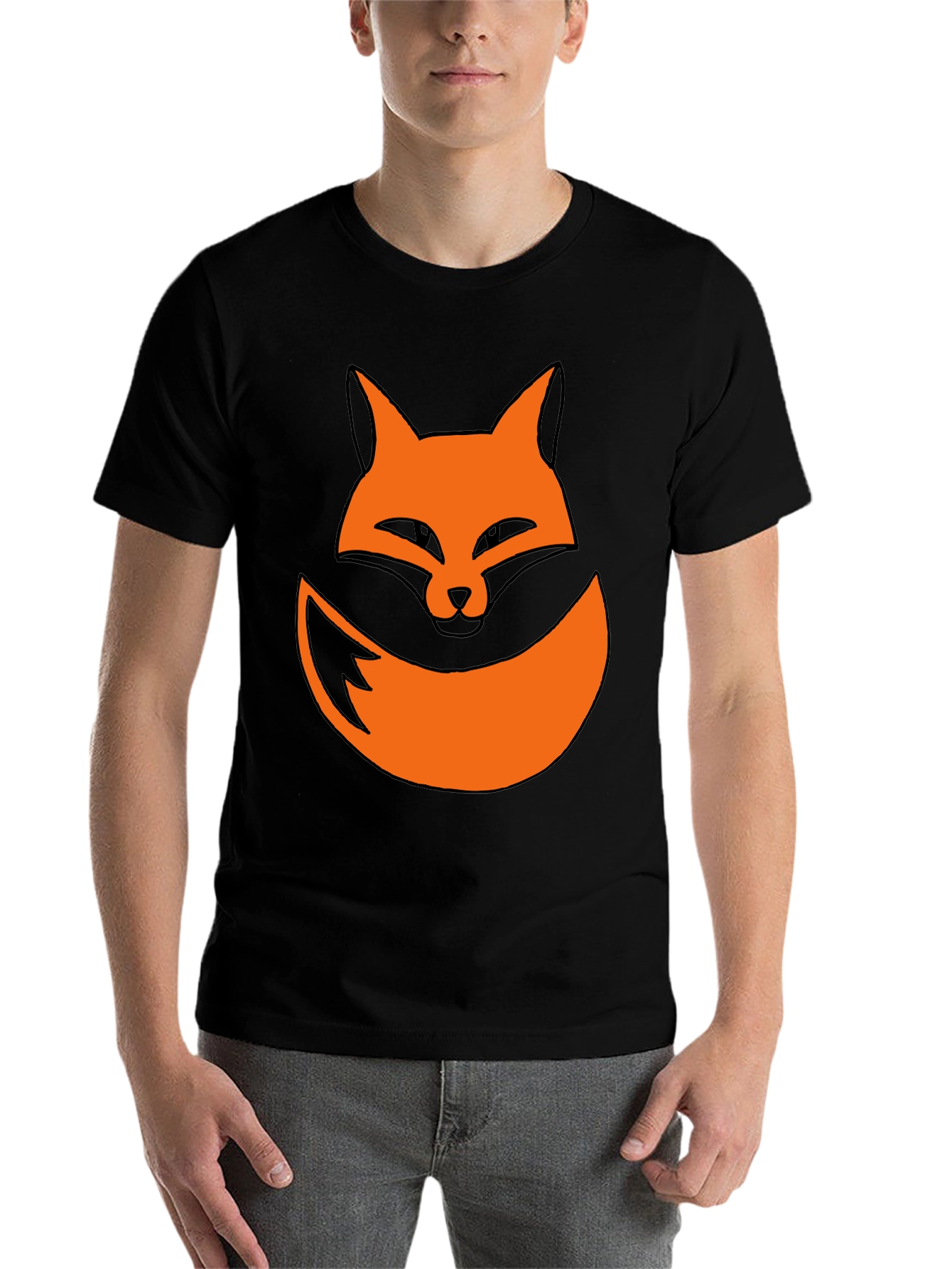 Black Fox Graphic Tee - Black Cotton Casual Shirt view 7