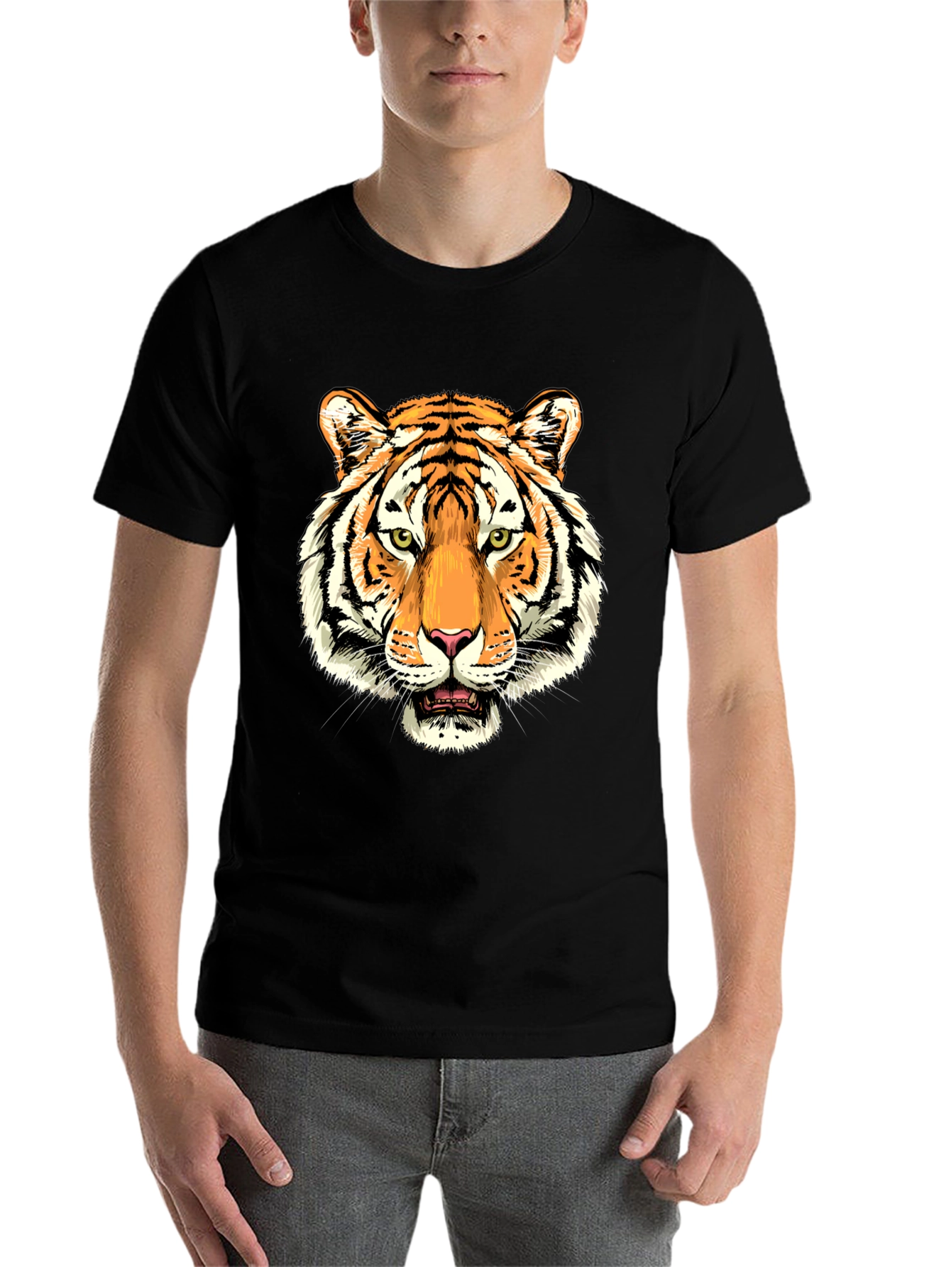 Black Tiger Graphic Print Black T-Shirt view 7