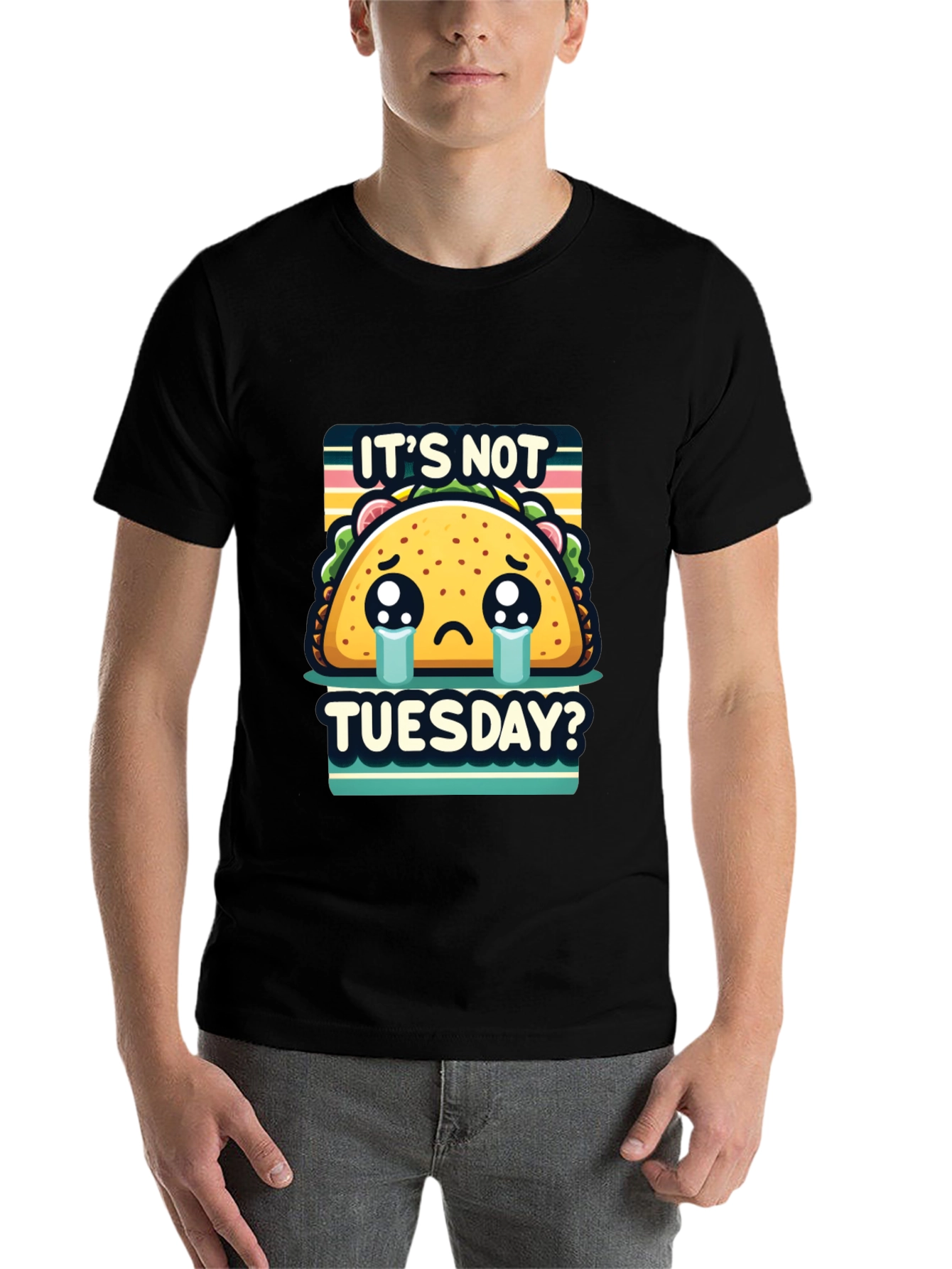 Black It's Not Tuesday Taco T-Shirt - Sad Taco Graphic Tee view 7