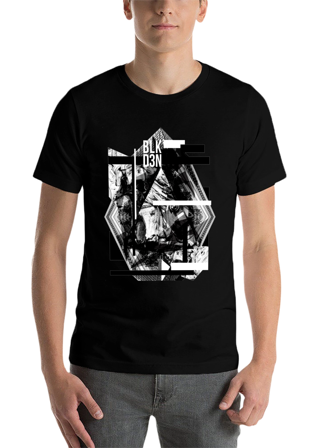 Black Abstract Graphic Print Black T-Shirt view 7