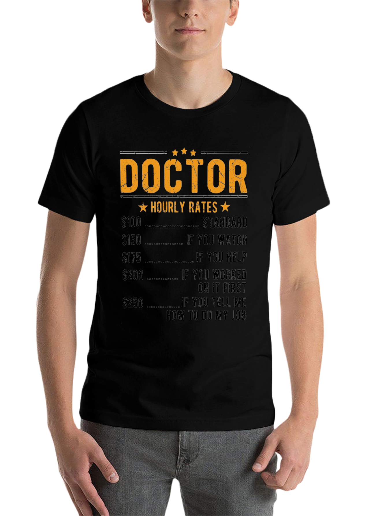 Black Doctor Hourly Rate Funny T-Shirt view 7