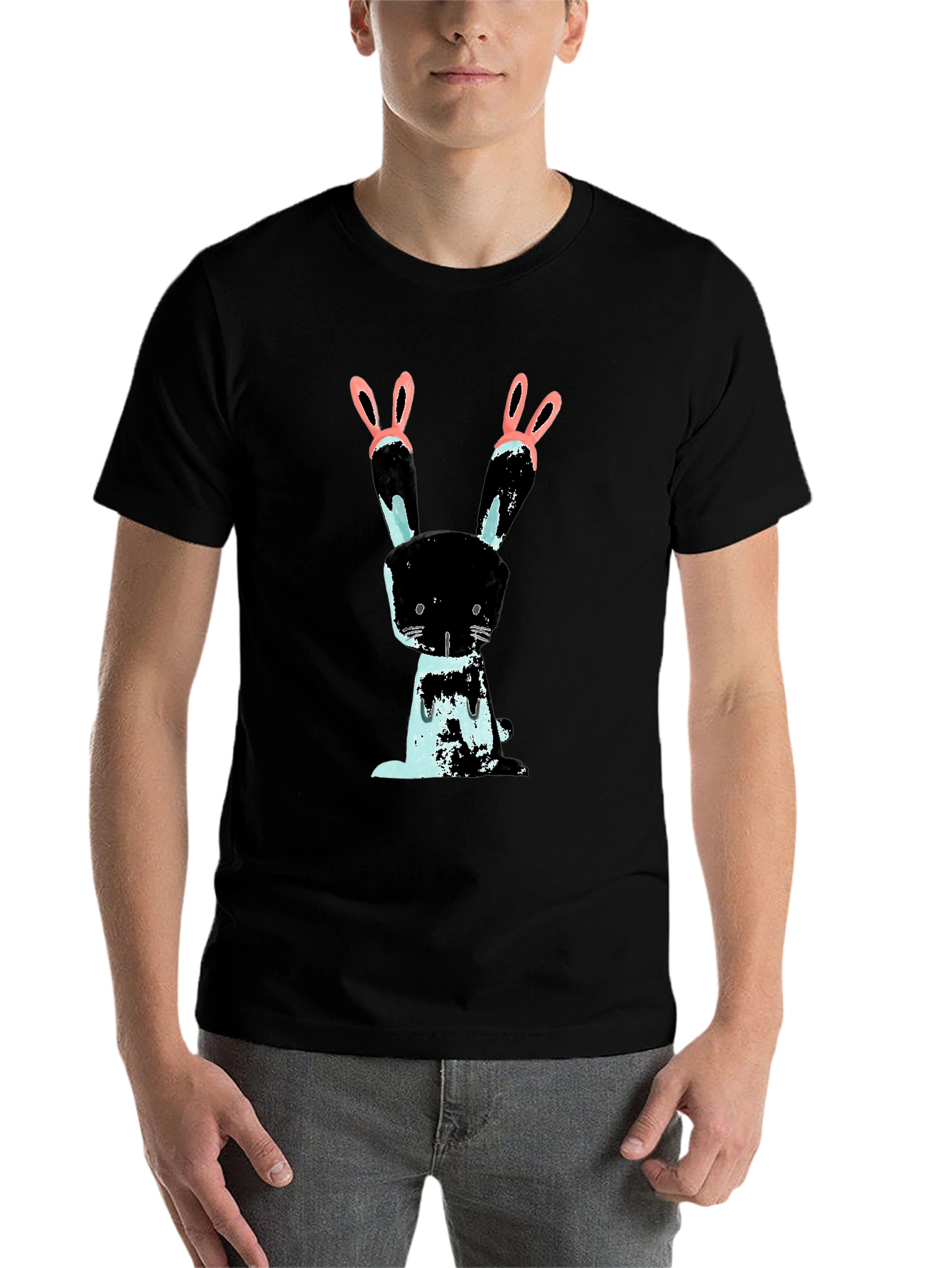 Black Bunny Graphic Black T-Shirt view 7