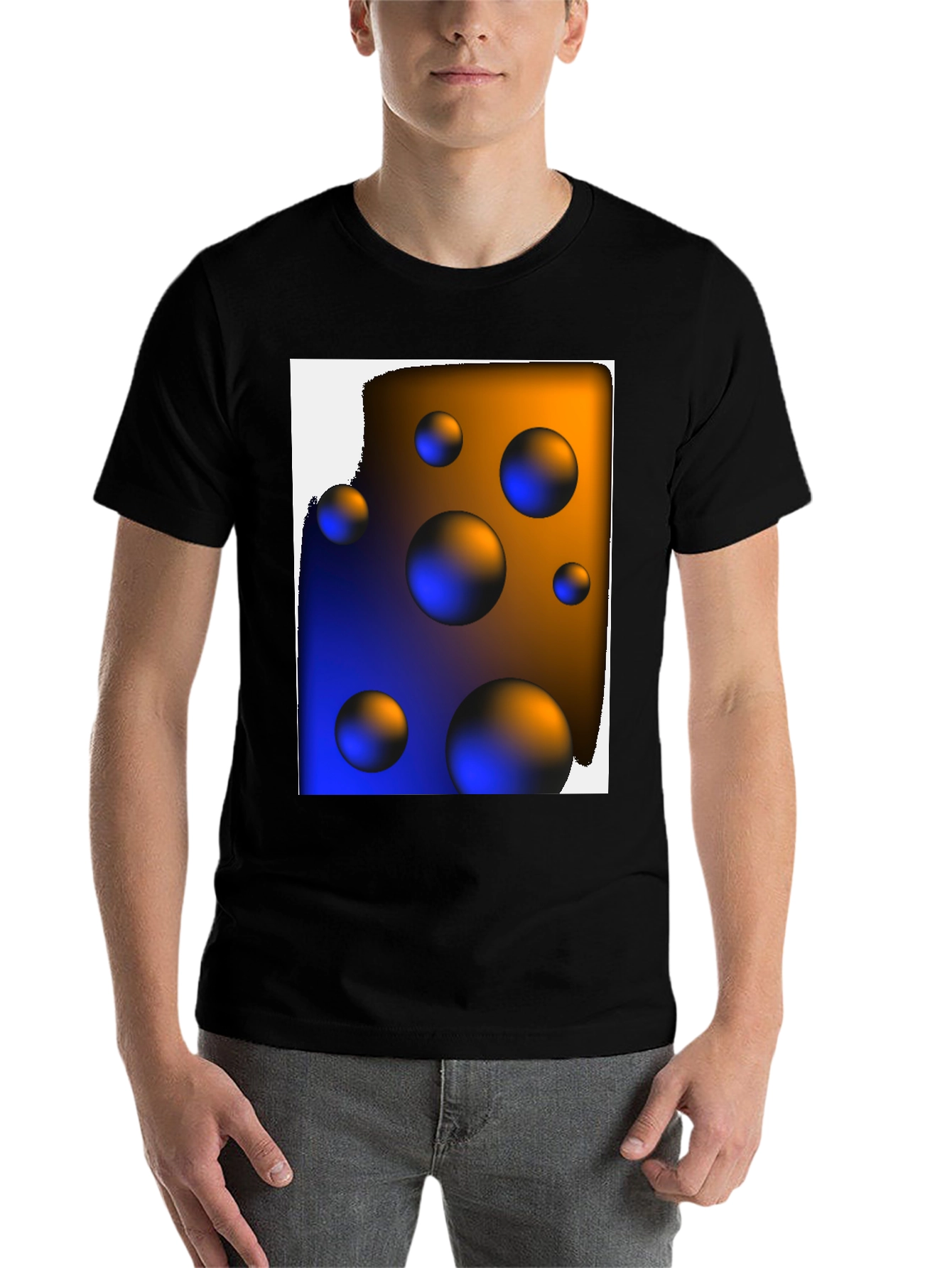 Black Abstract Spheres Graphic T-Shirt view 7
