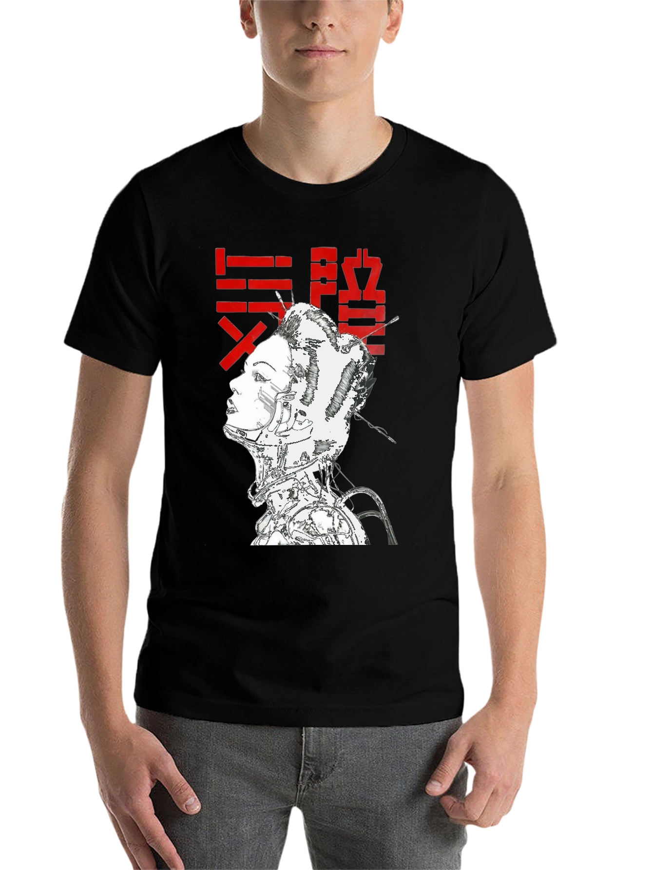 Black Cyberpunk Geisha Graphic T-Shirt - Black view 7