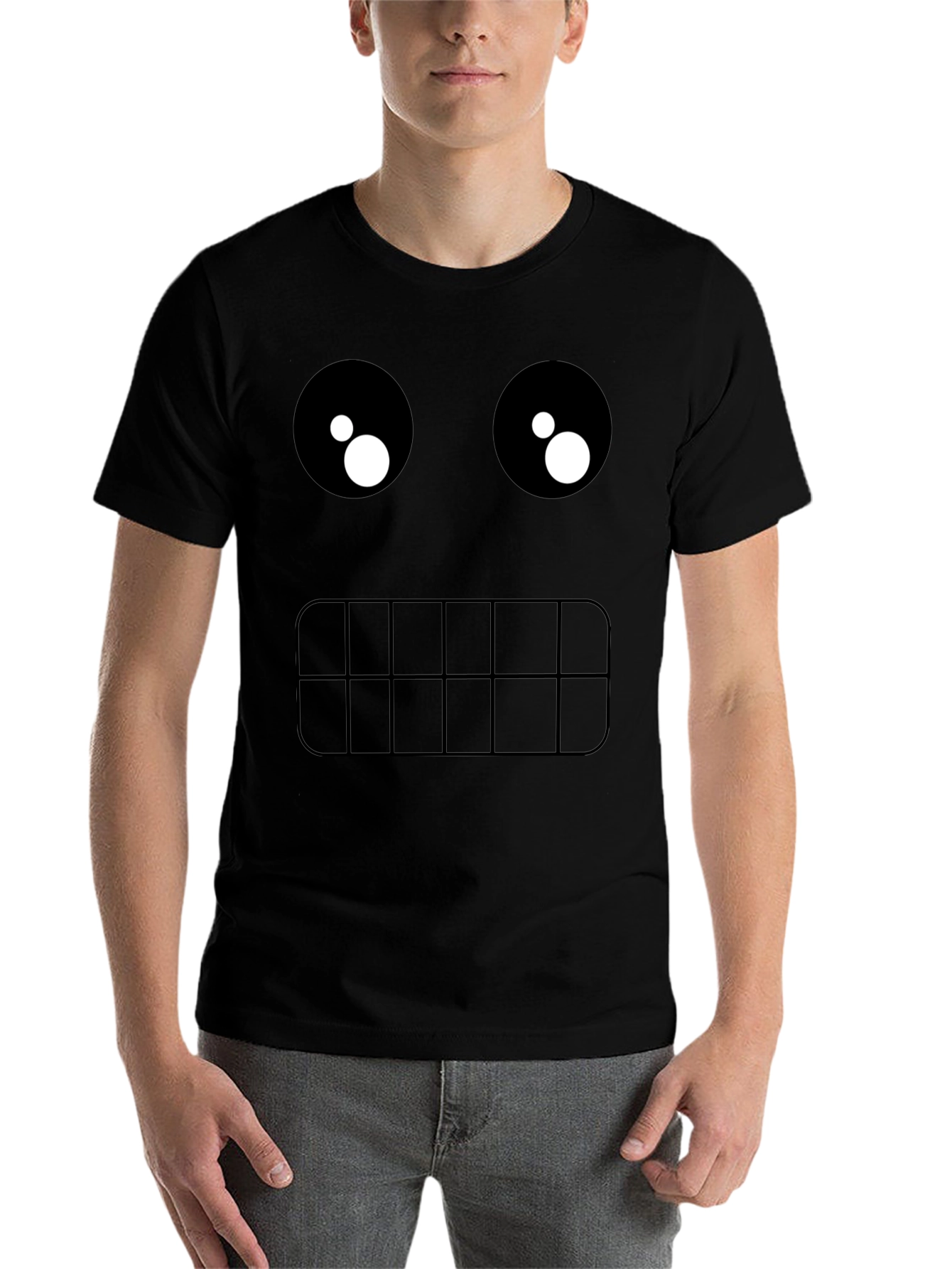 Black Funny Graphic Face T-Shirt view 7