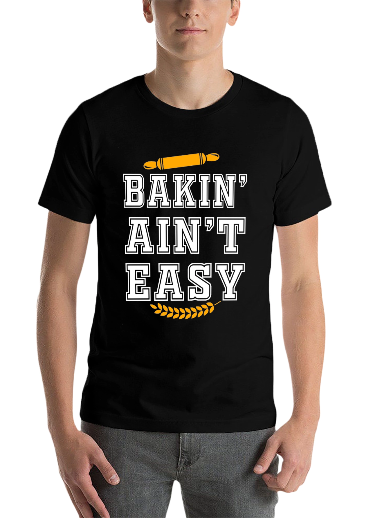 Black Baking Ain't Easy Black T-Shirt view 7