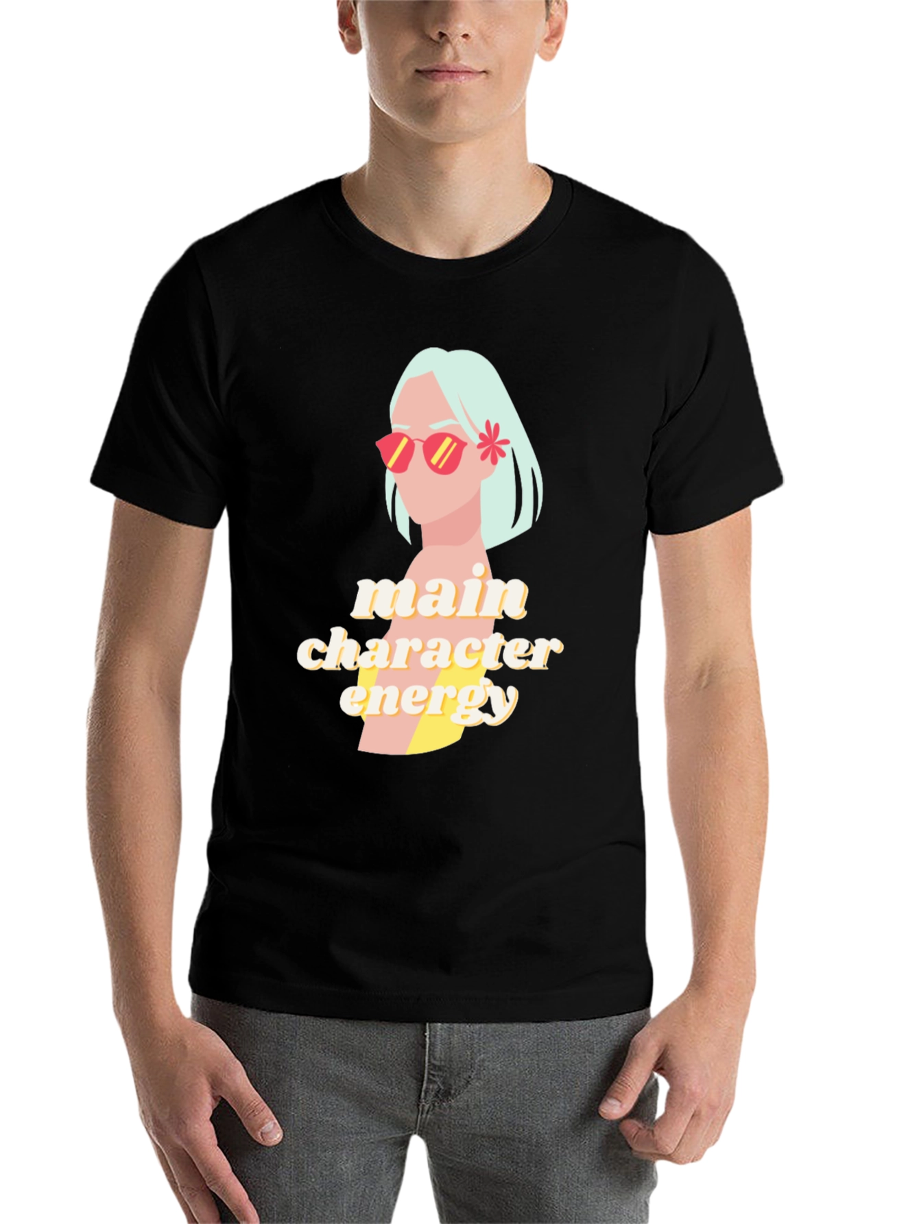 Black Main Character Energy Graphic Tee view 7