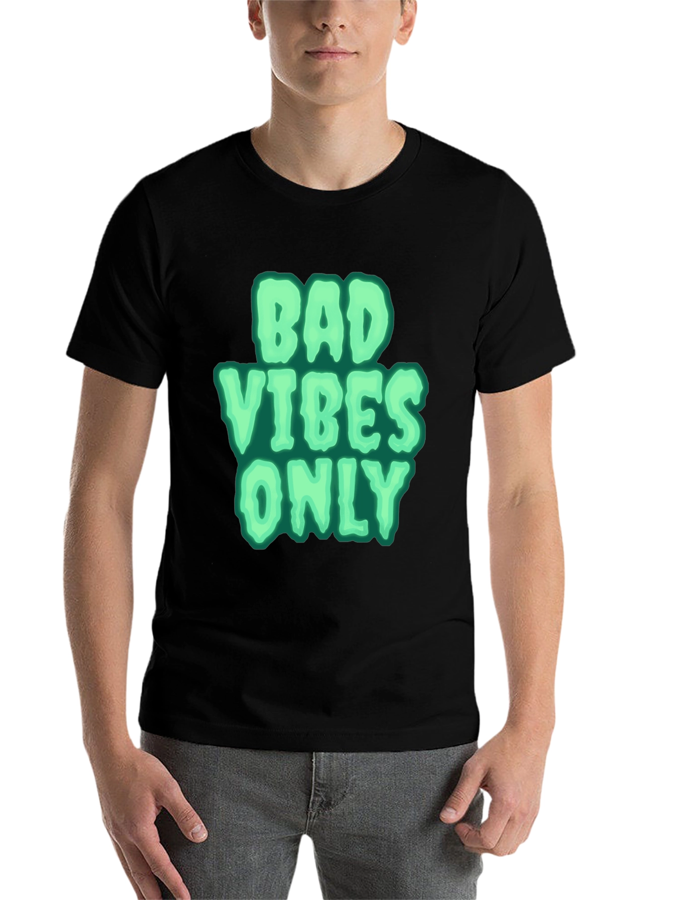 Black Bad Vibes Only Graphic Tee - Black view 7