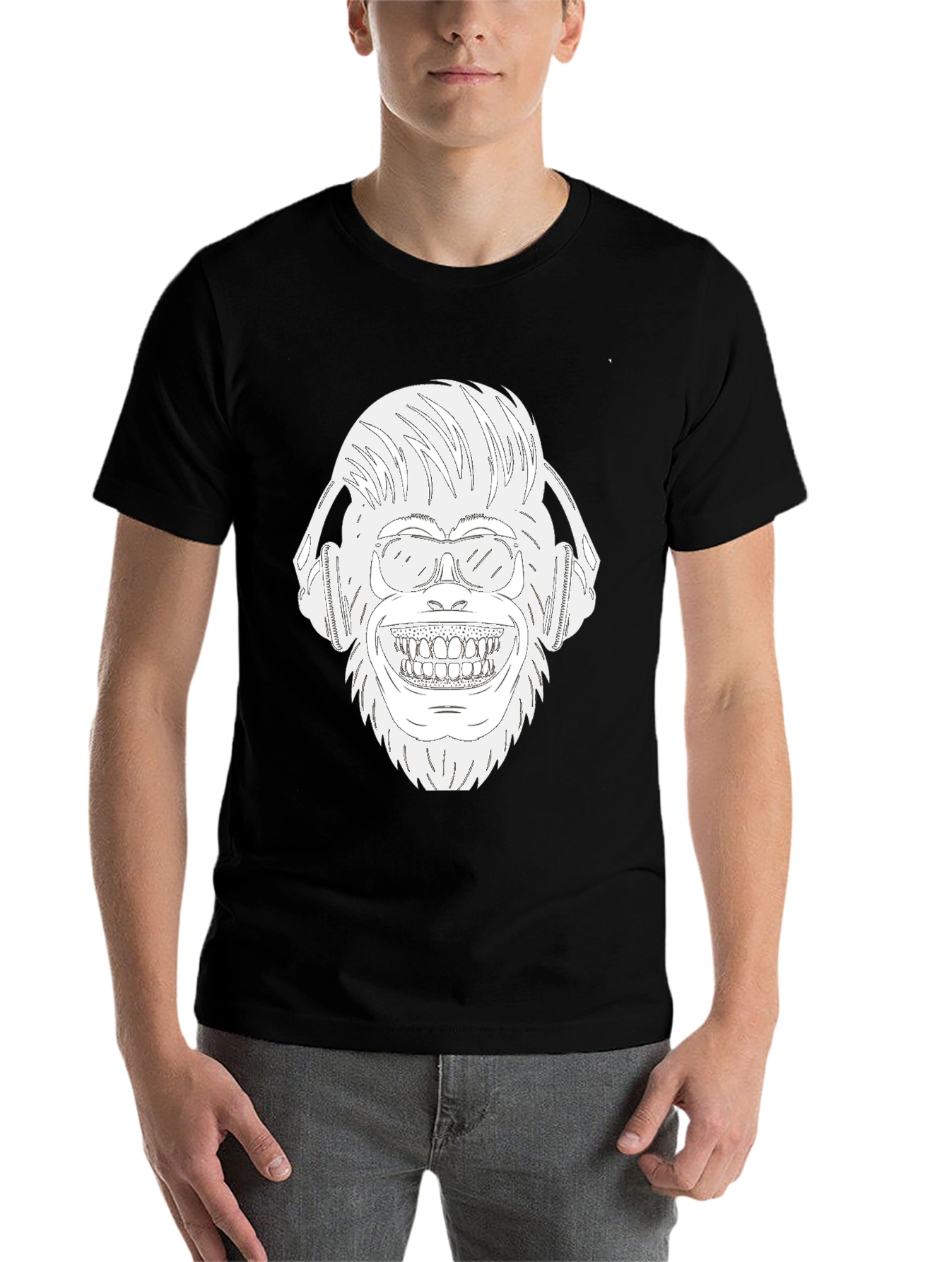 Black DJ Monkey Graphic T-Shirt view 7