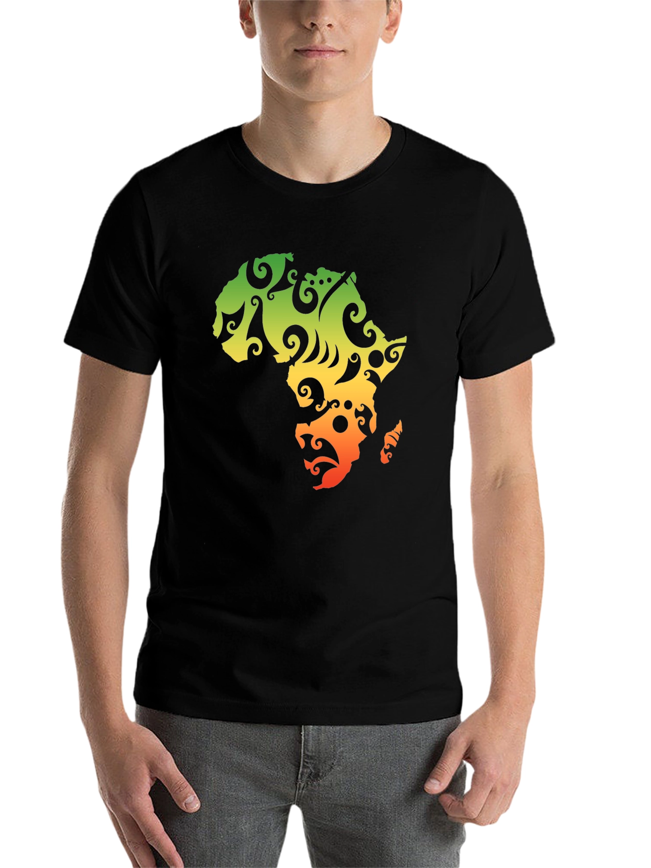 Black Africa Map Graphic T-Shirt - Black Cotton Tee view 7