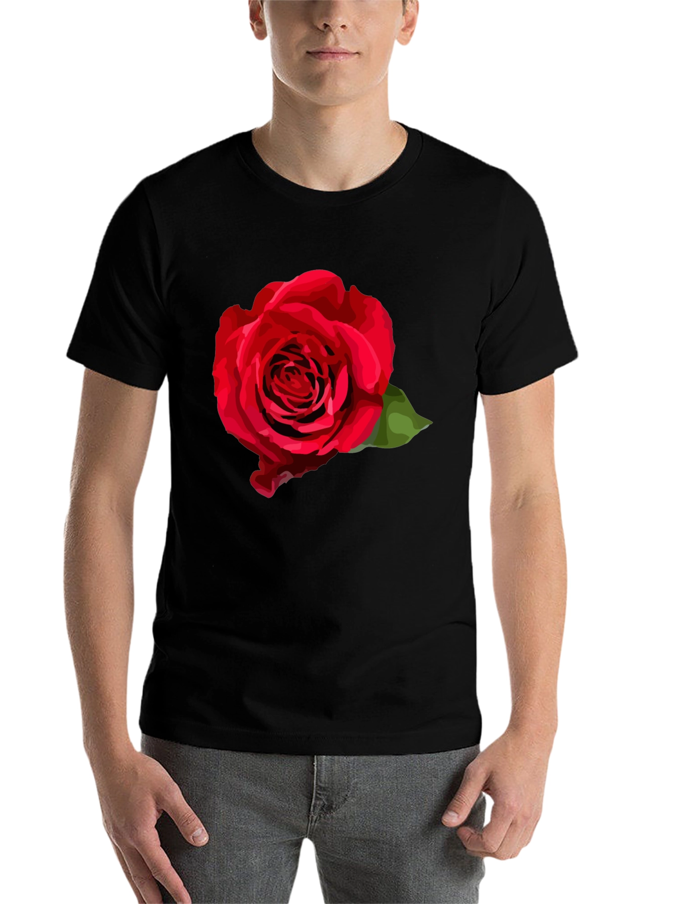 Black Red Rose Graphic T-Shirt - Stylish Black Tee view 7