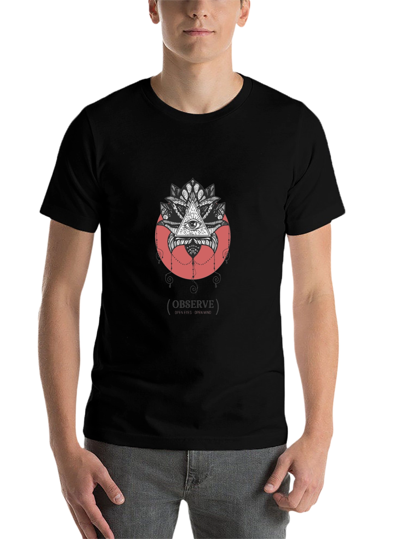 Black Observe T-Shirt - Illuminati Eye Design view 7
