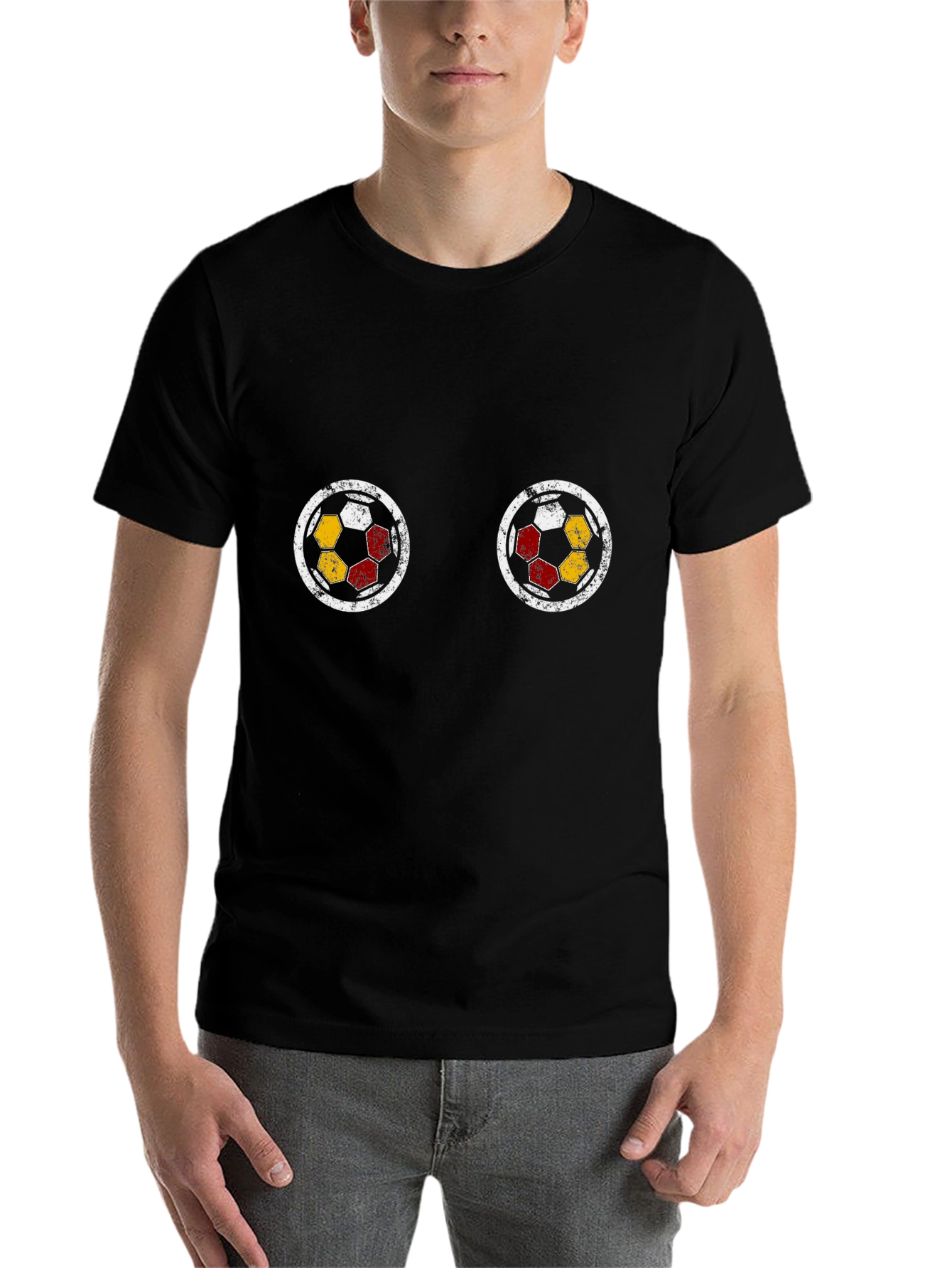 Black Soccer Ball Graphic Tee - Novelty T-Shirt view 7