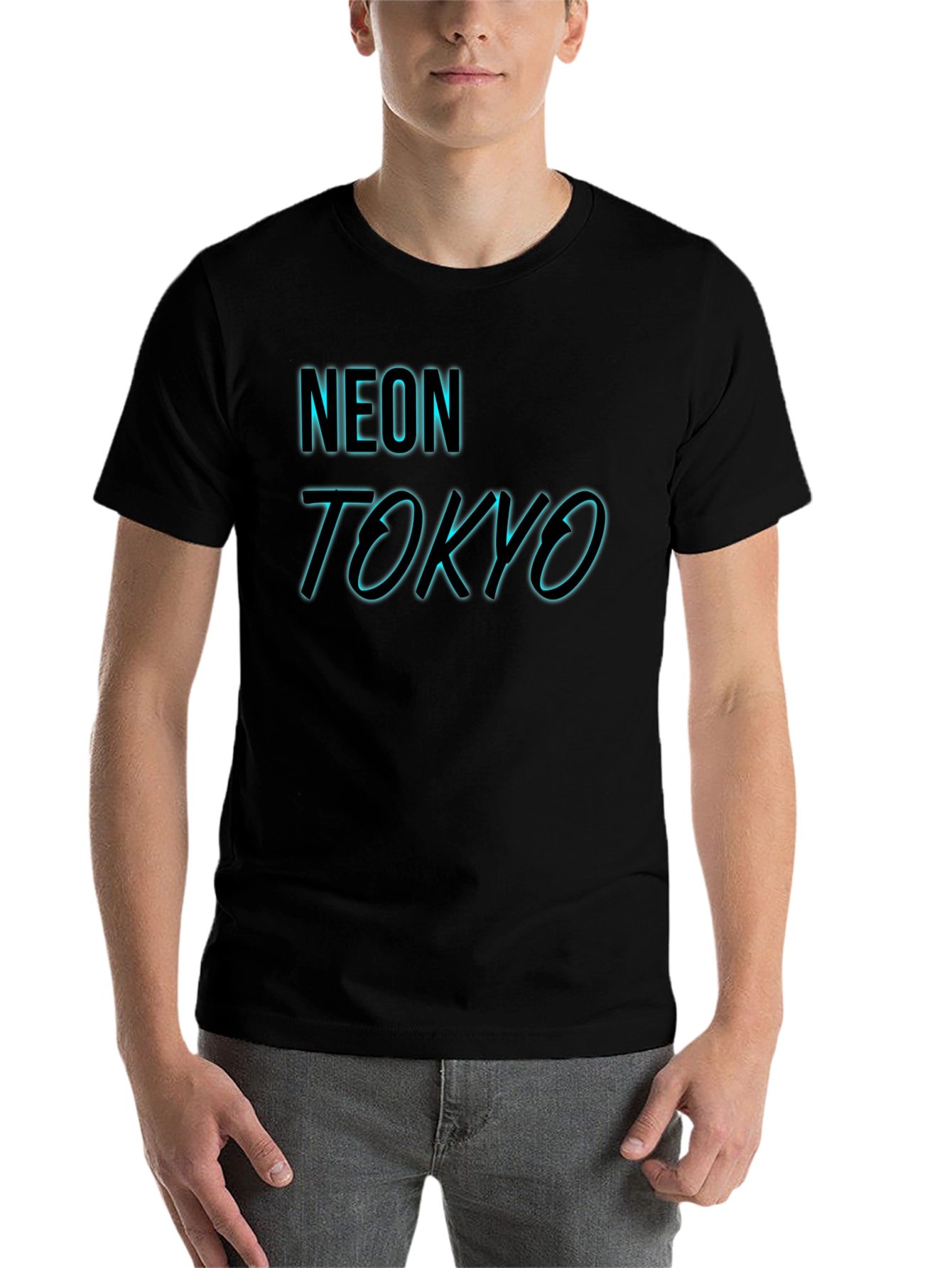 Black Neon Tokyo Graphic Tee - Black Cotton Blend view 7