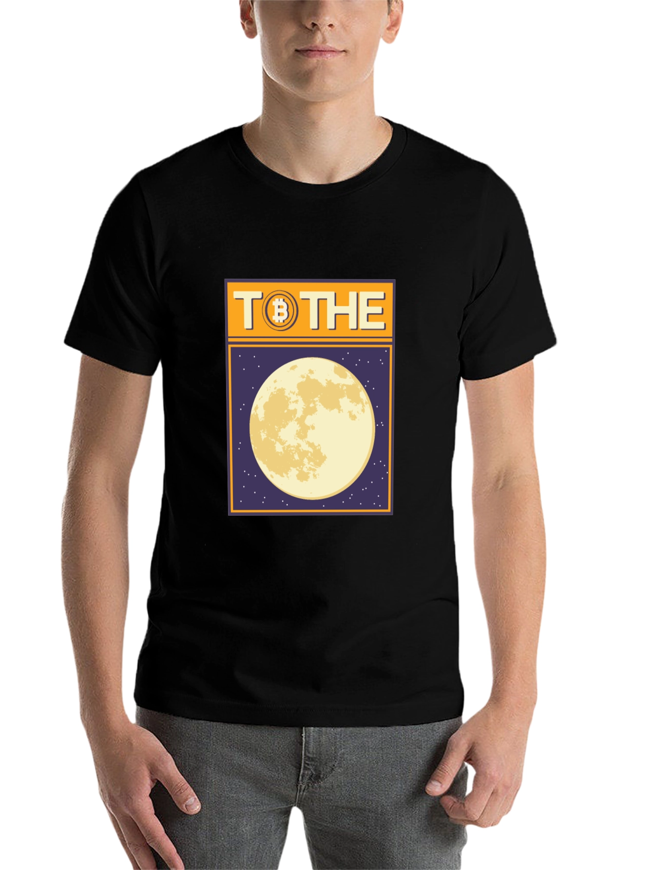 Black Bitcoin To The Moon Graphic T-Shirt view 7