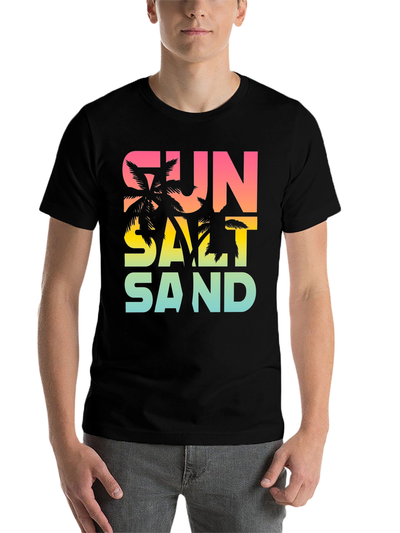 Black Sun Salt Sand Graphic Tee - Tropical Summer Vibes T-Shirt view 7