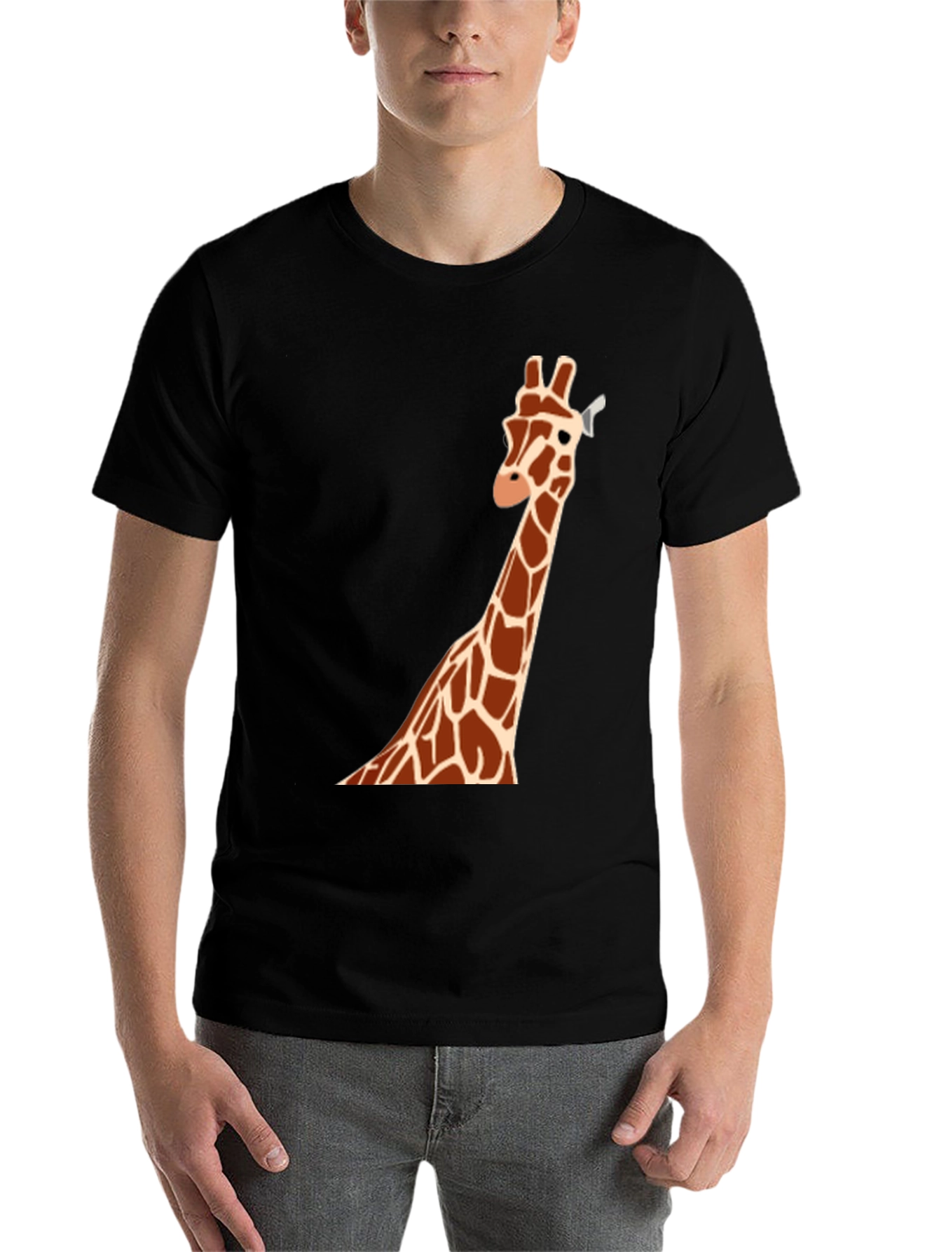 Black Giraffe Graphic T-Shirt - Casual Men's Tee view 7