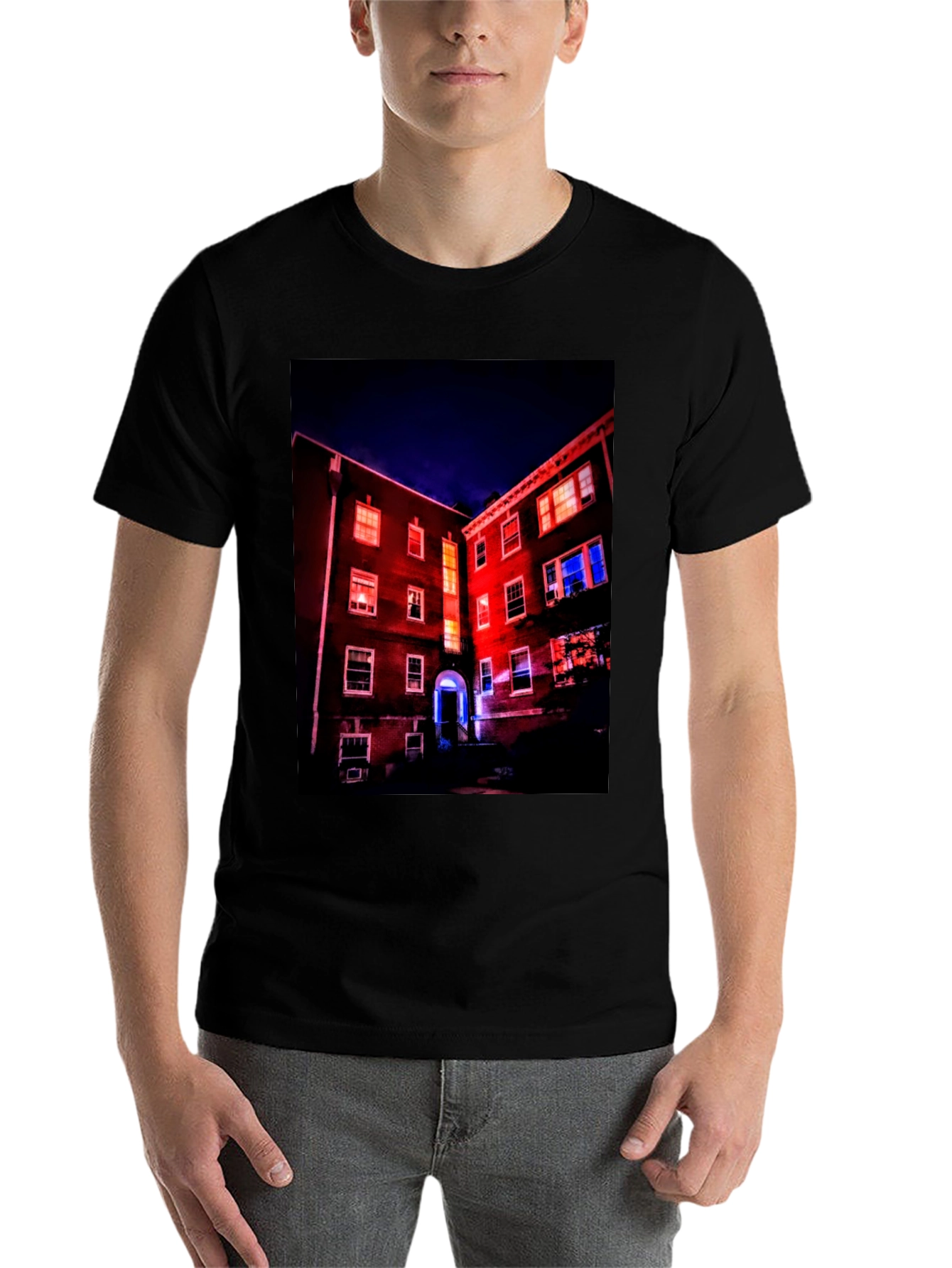 Black Illuminated Building Graphic Tee view 7