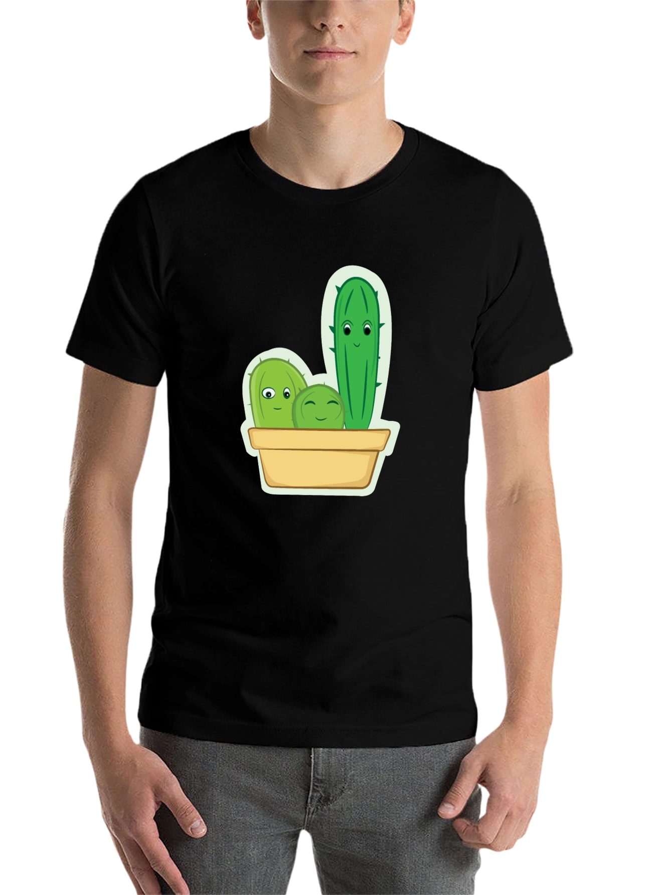 Black Cute Cactus Crew Graphic Tee view 7