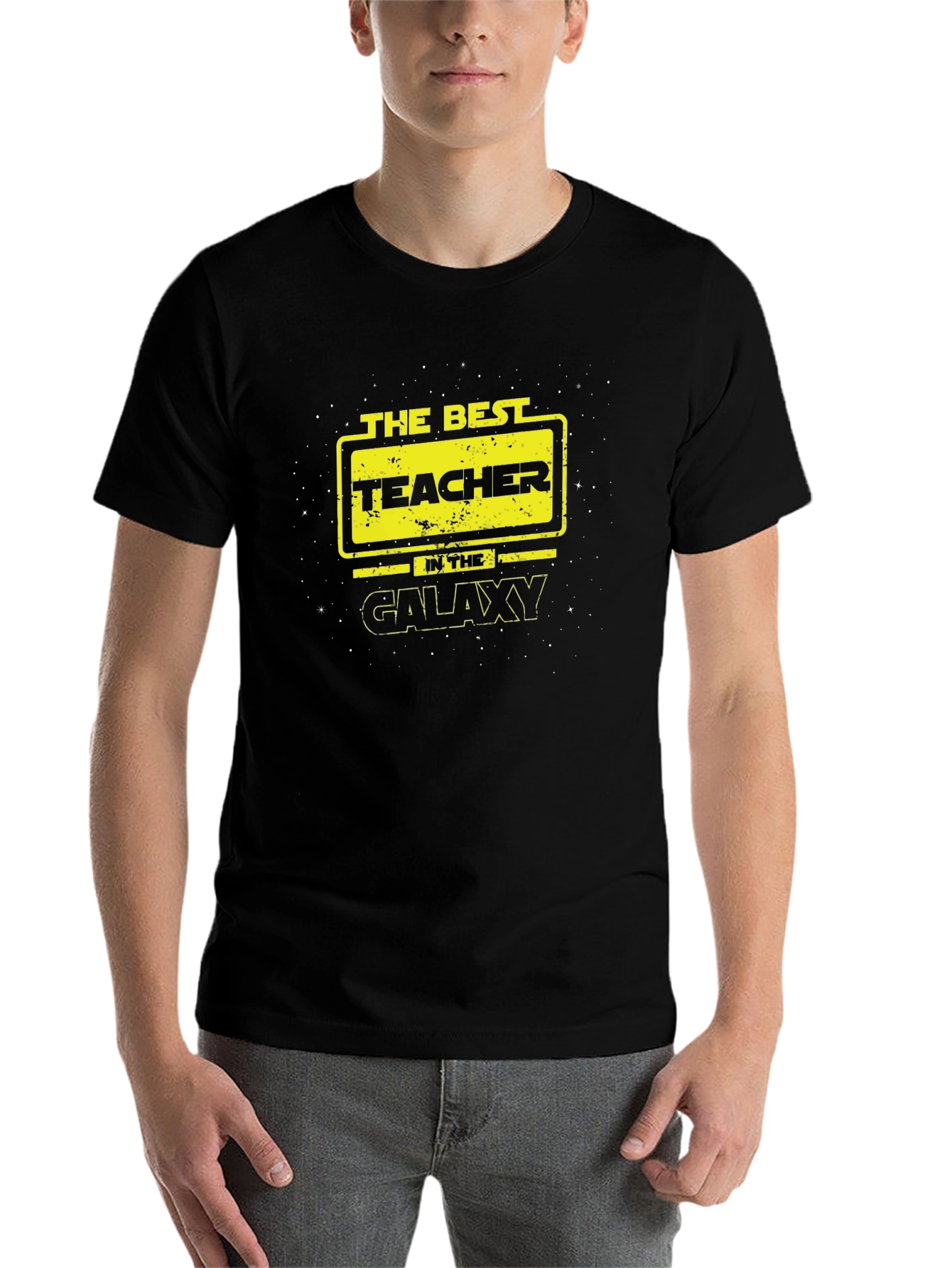 Black The Best Teacher in the Galaxy Black T-Shirt view 7