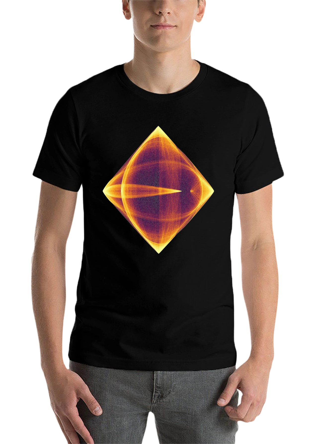 Black Geometric Patterned Graphic Tee - Modern Art Shirt view 7