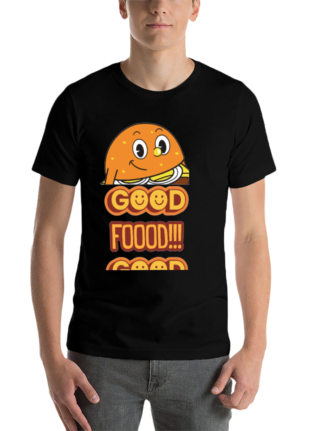 Black Good Food Burger Graphic Tee - Unisex Black T-Shirt view 7