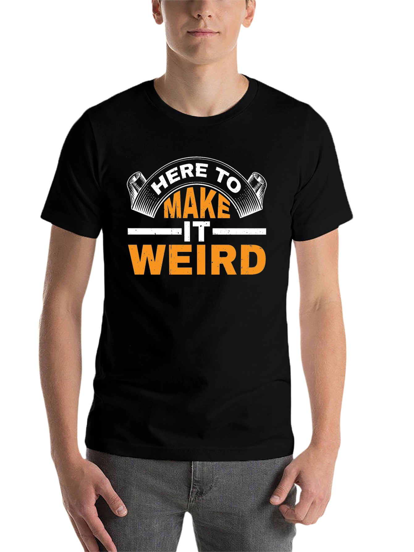 Black Here To Make It Weird Graphic T-Shirt view 7