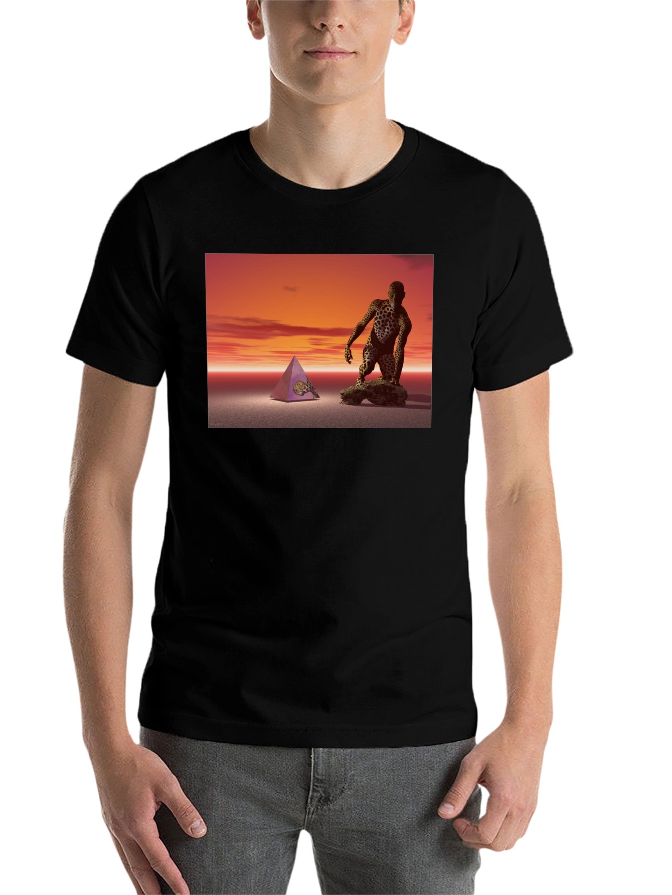 Black Surreal Pyramid & Figure Tee view 7