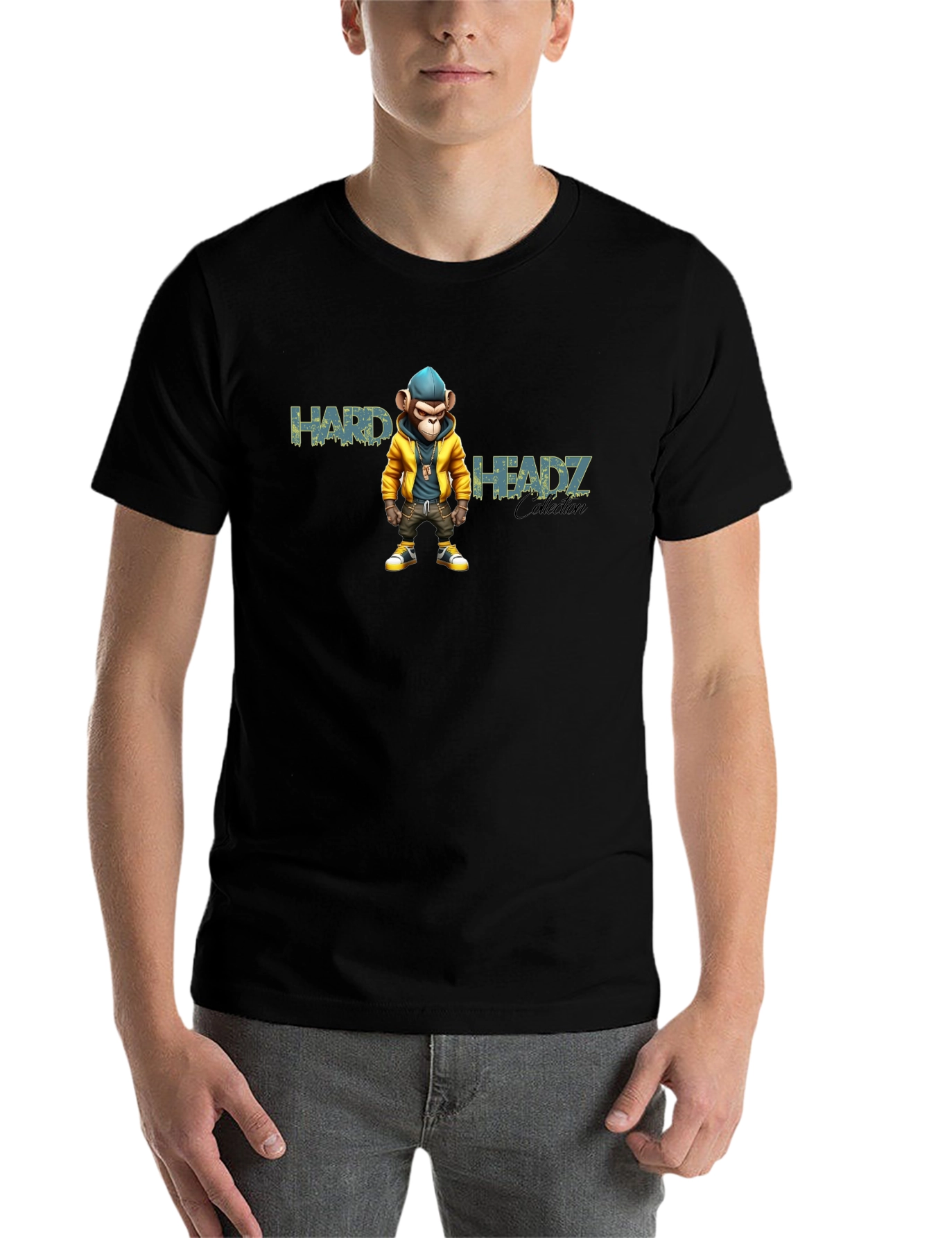 Black Hard Headz Monkey Graphic Tee - Urban Style view 7