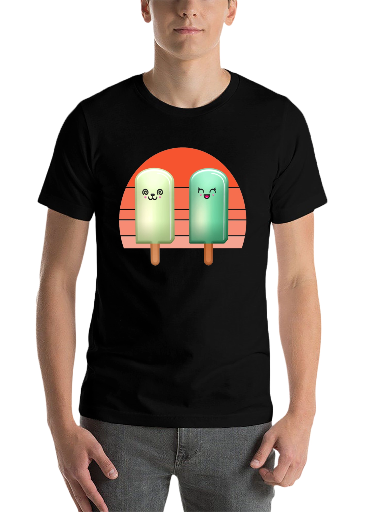 Black Cute Popsicle T-Shirt - Kawaii Ice Cream Tee view 7