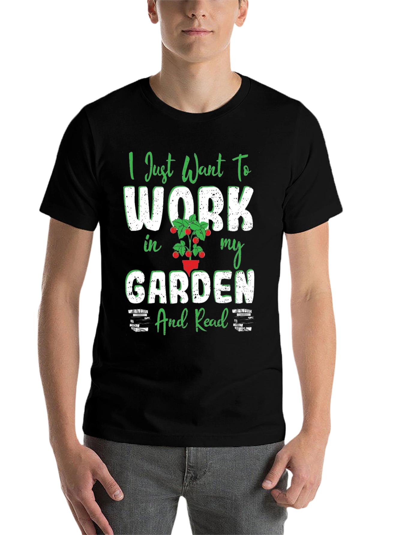Black Gardening Hobby T-Shirt - Work in My Garden & Read view 7