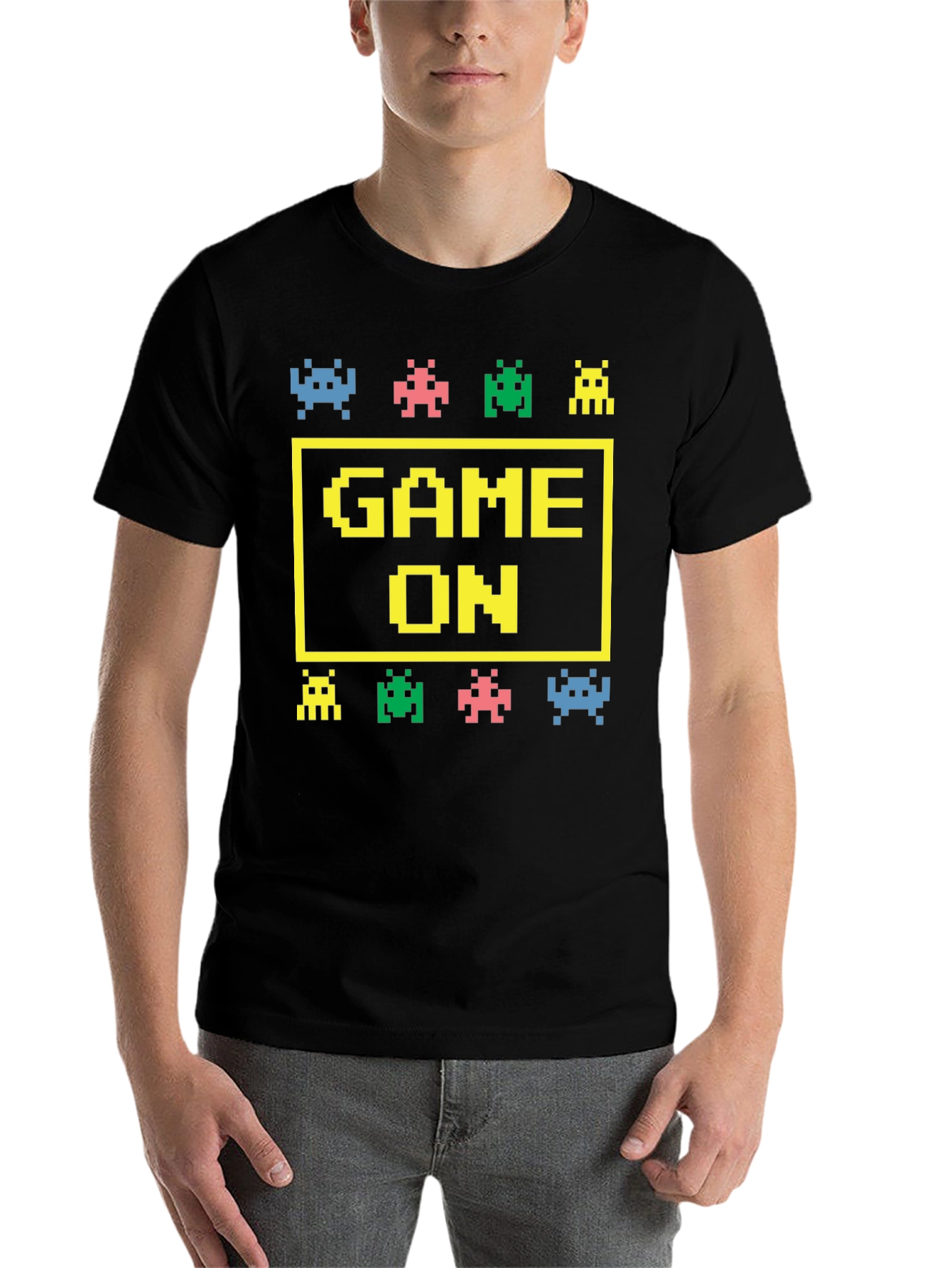Black Game On Graphic Tee - Retro Gamer Shirt view 7