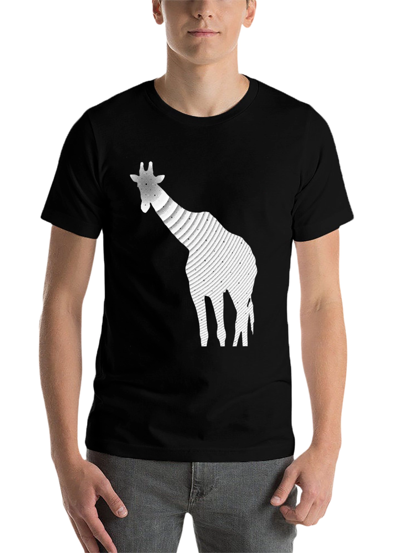 Black Giraffe Graphic Print Black T-Shirt view 7