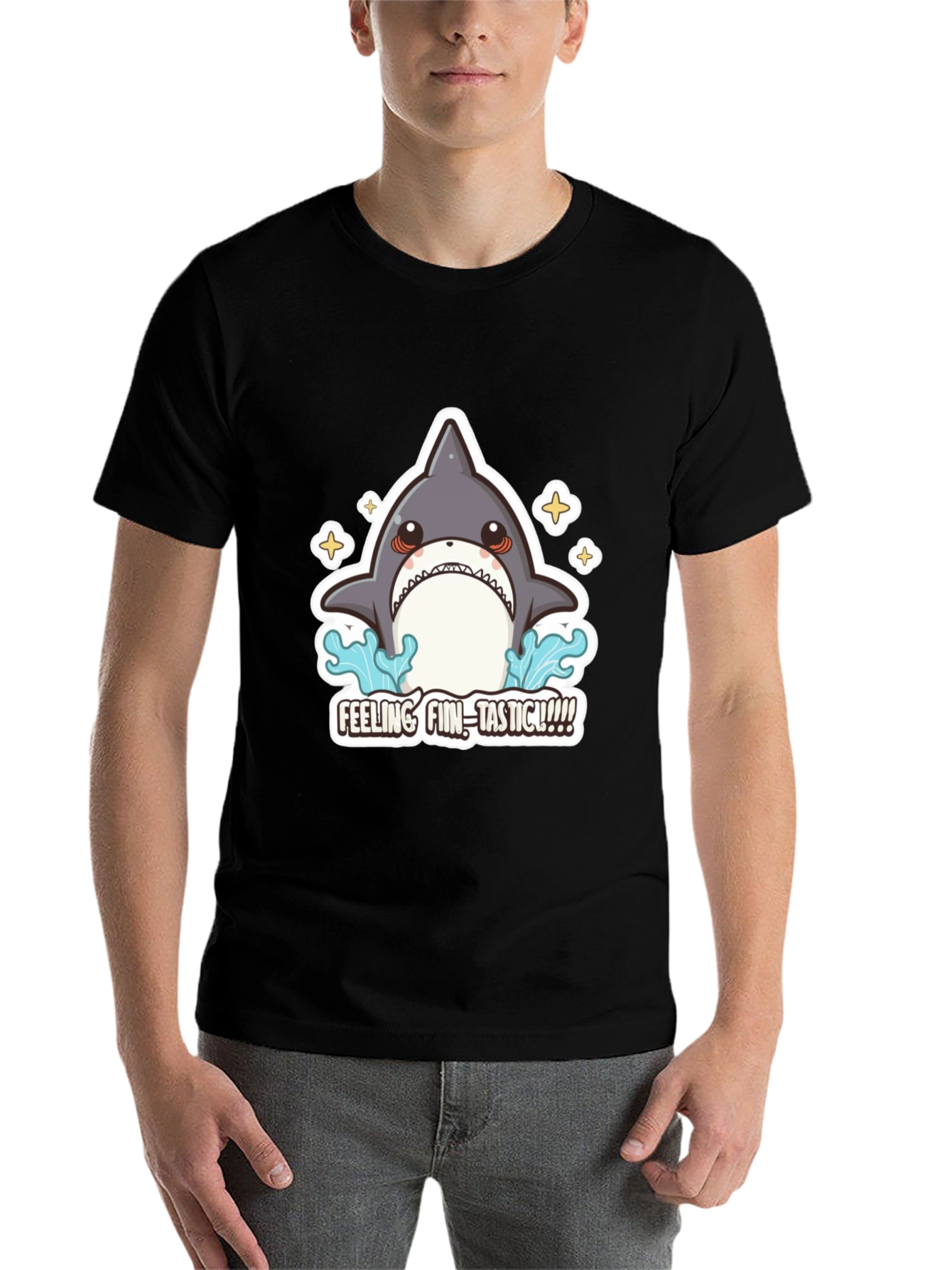 Black Feeling Fin-Tastic Shark Graphic T-Shirt view 7