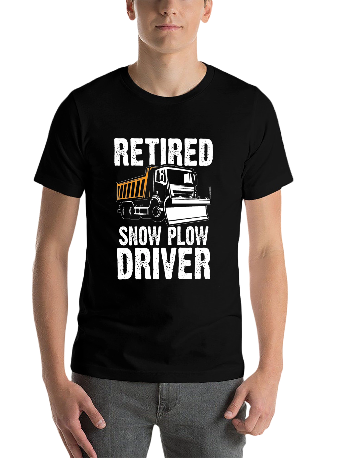 Black Retired Snow Plow Driver T-Shirt view 7