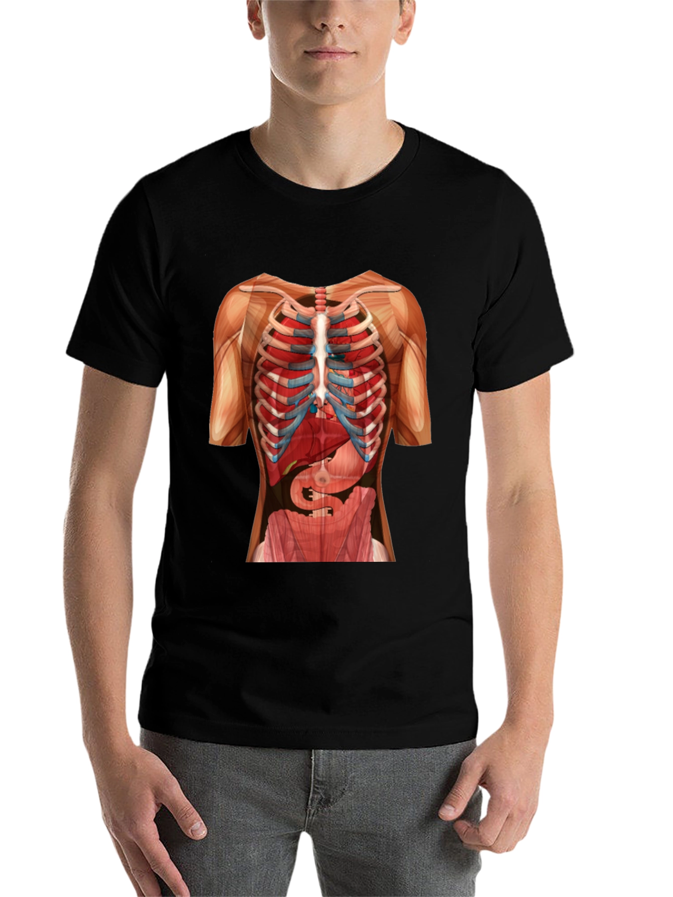 Black Anatomy Skeleton Rib Cage T-Shirt view 7