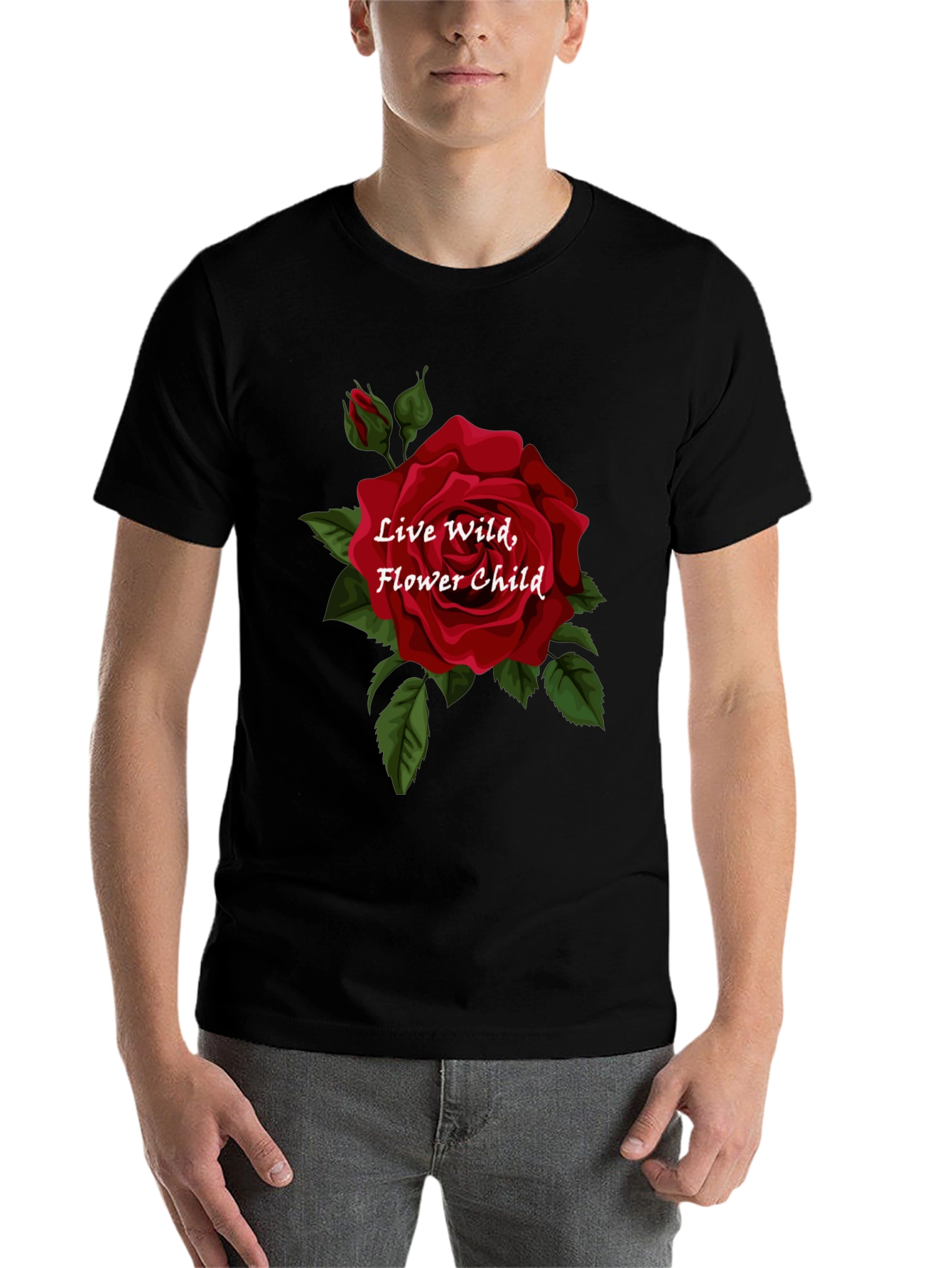 Black Live Wild Flower Child Graphic Tee - Black view 7