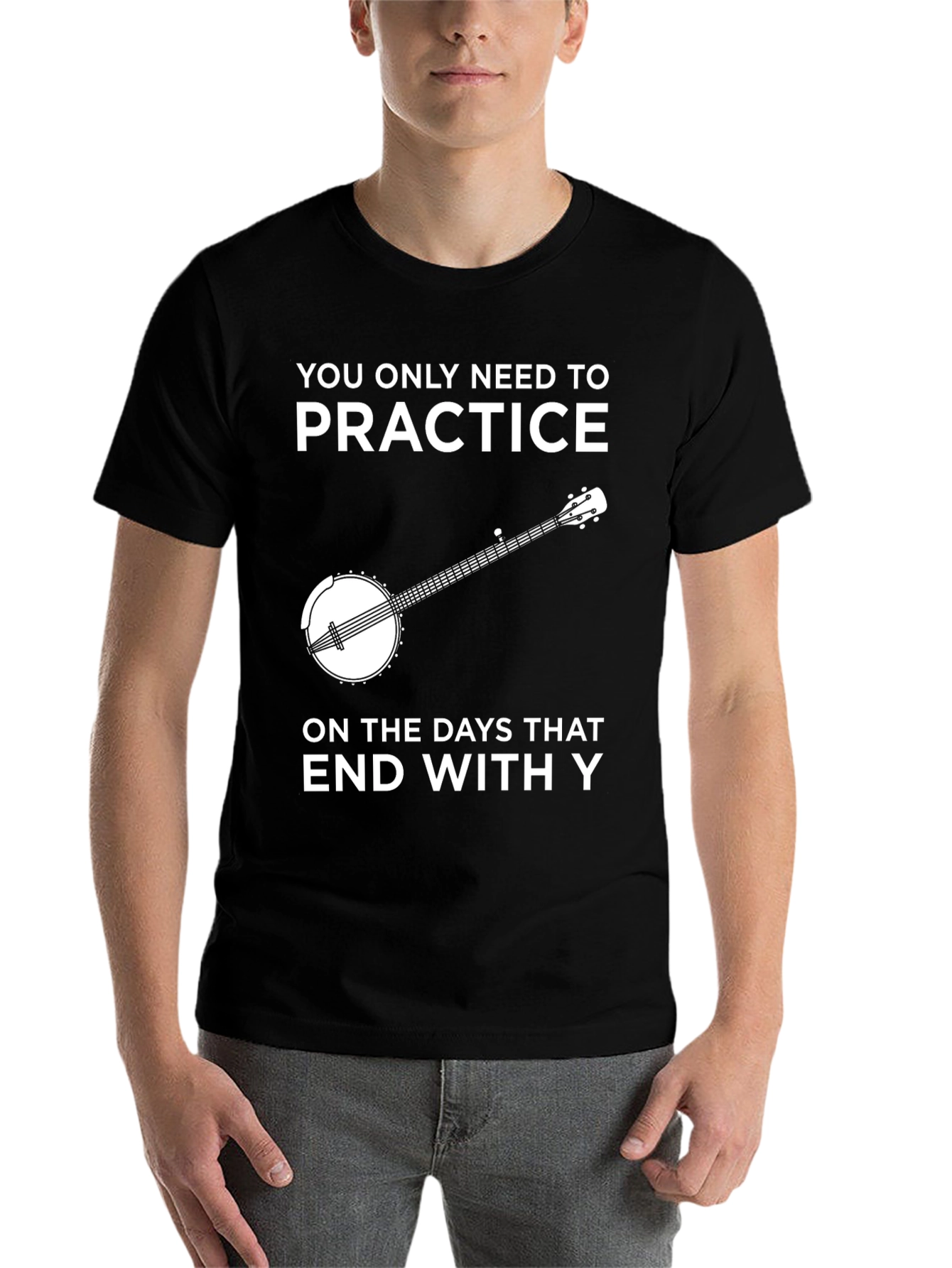 Black Funny Banjo Practice T-Shirt view 7