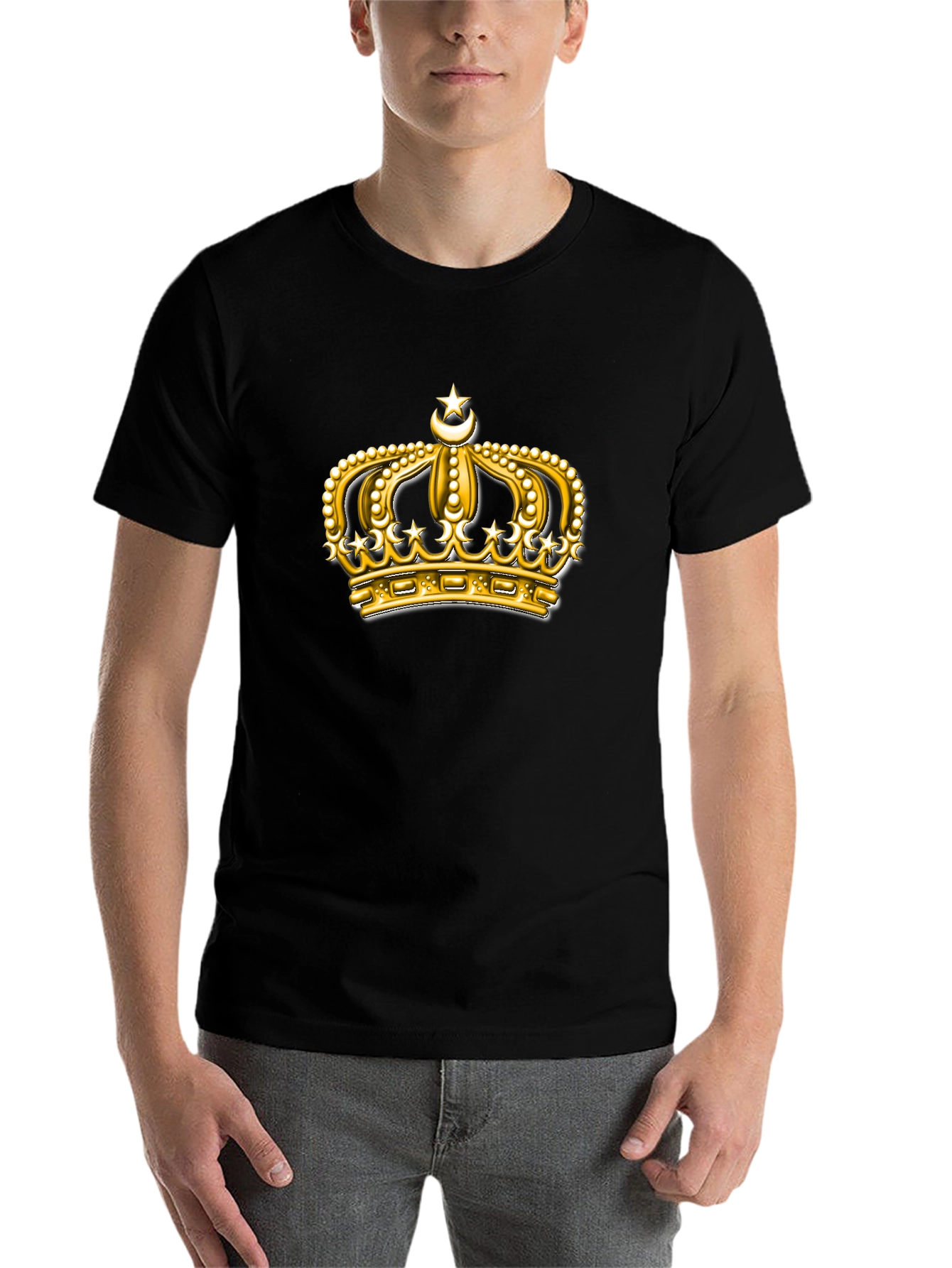 Black Golden Crown Graphic Tee - Premium Black T-Shirt view 7