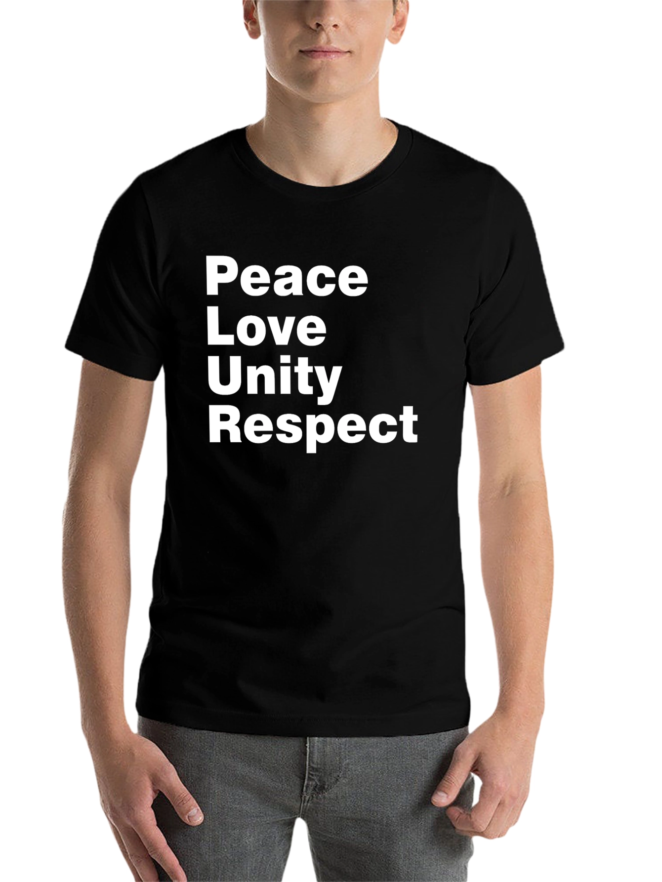 Black Peace Love Unity Respect Black Graphic Tee view 7