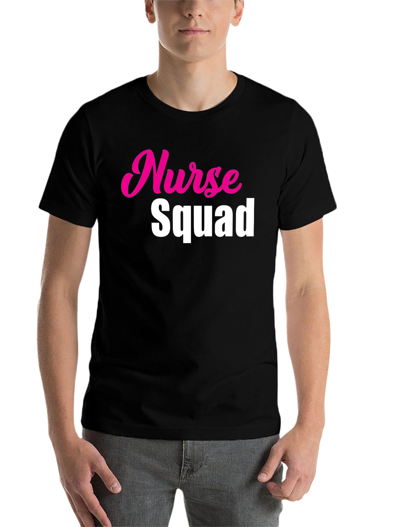Black Nurse Squad Tee - Hot Pink & White Text on Black view 7