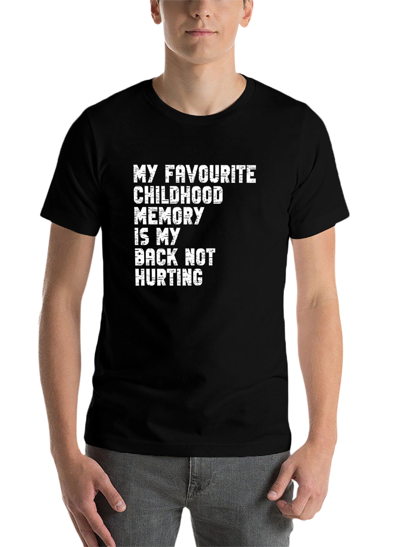 Black Funny Back Pain T-Shirt: Childhood Memory view 7
