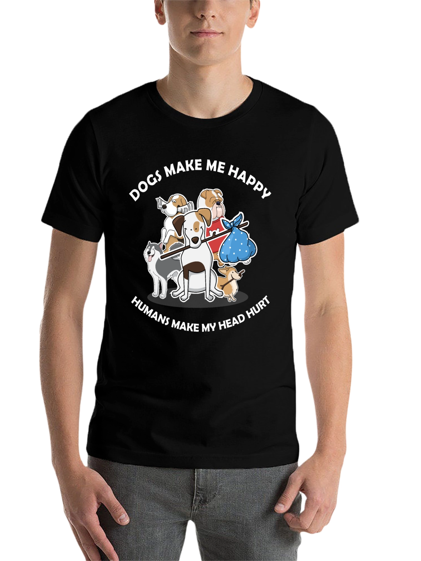 Black Dogs Make Me Happy T-Shirt view 7