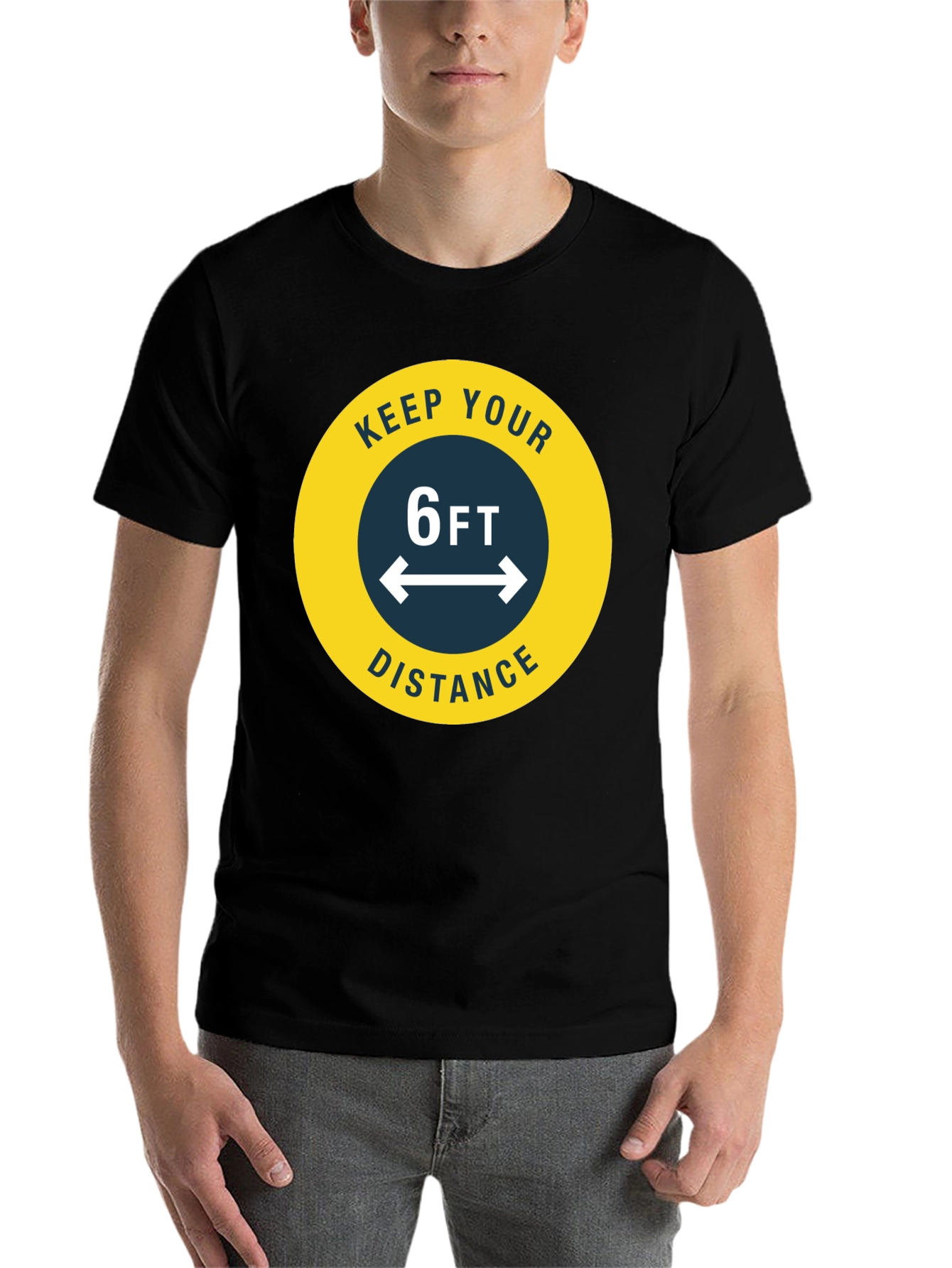 Black Keep Your Distance T-Shirt - Social Distancing Tee view 7