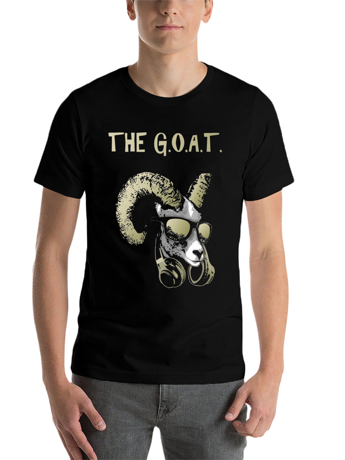 Black Cool Goat Graphic Tee - Greatest Of All Time Black T-Shirt view 7