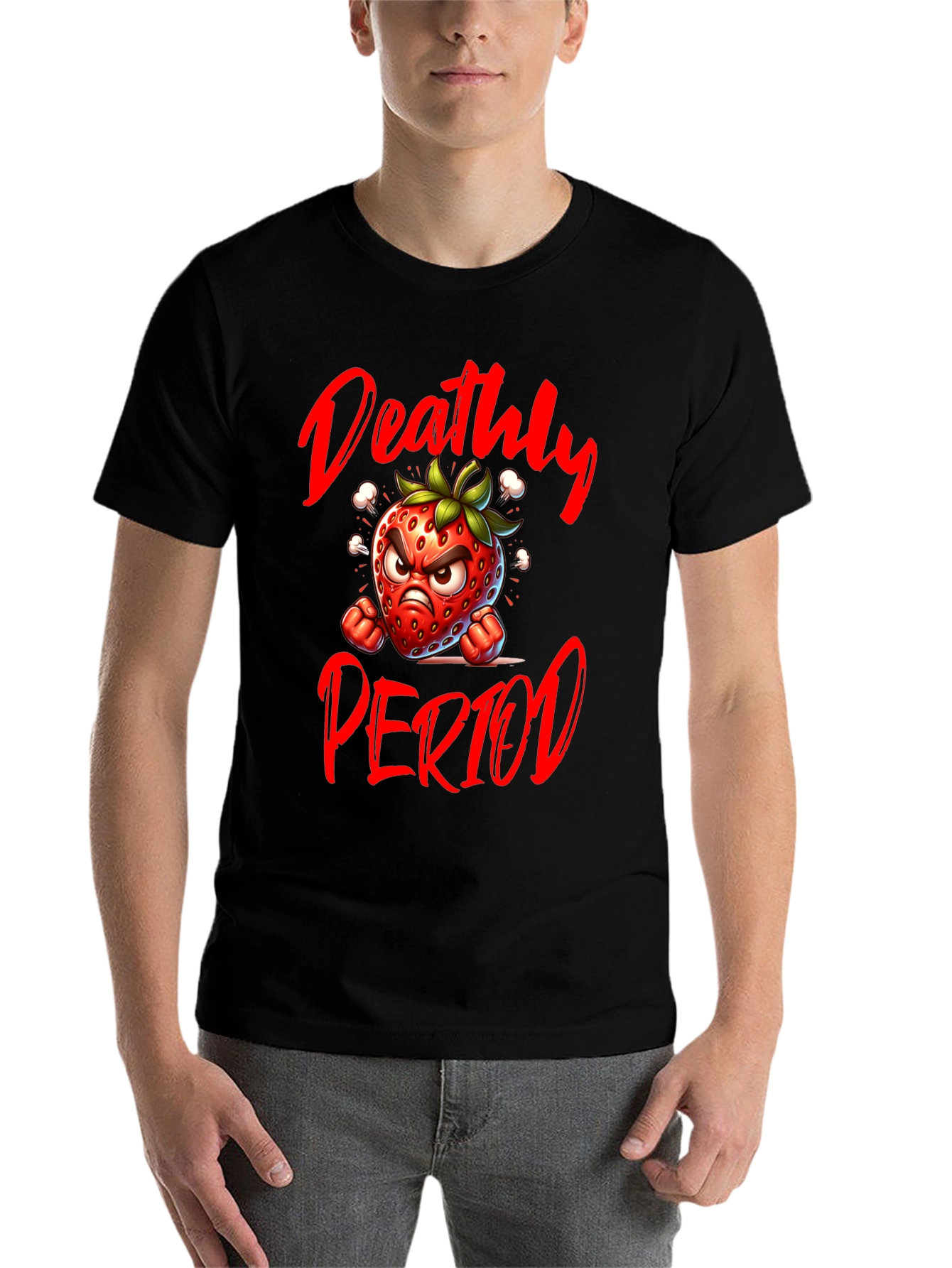 Black Deathly Period Graphic Tee - Angry Strawberry T-Shirt view 7