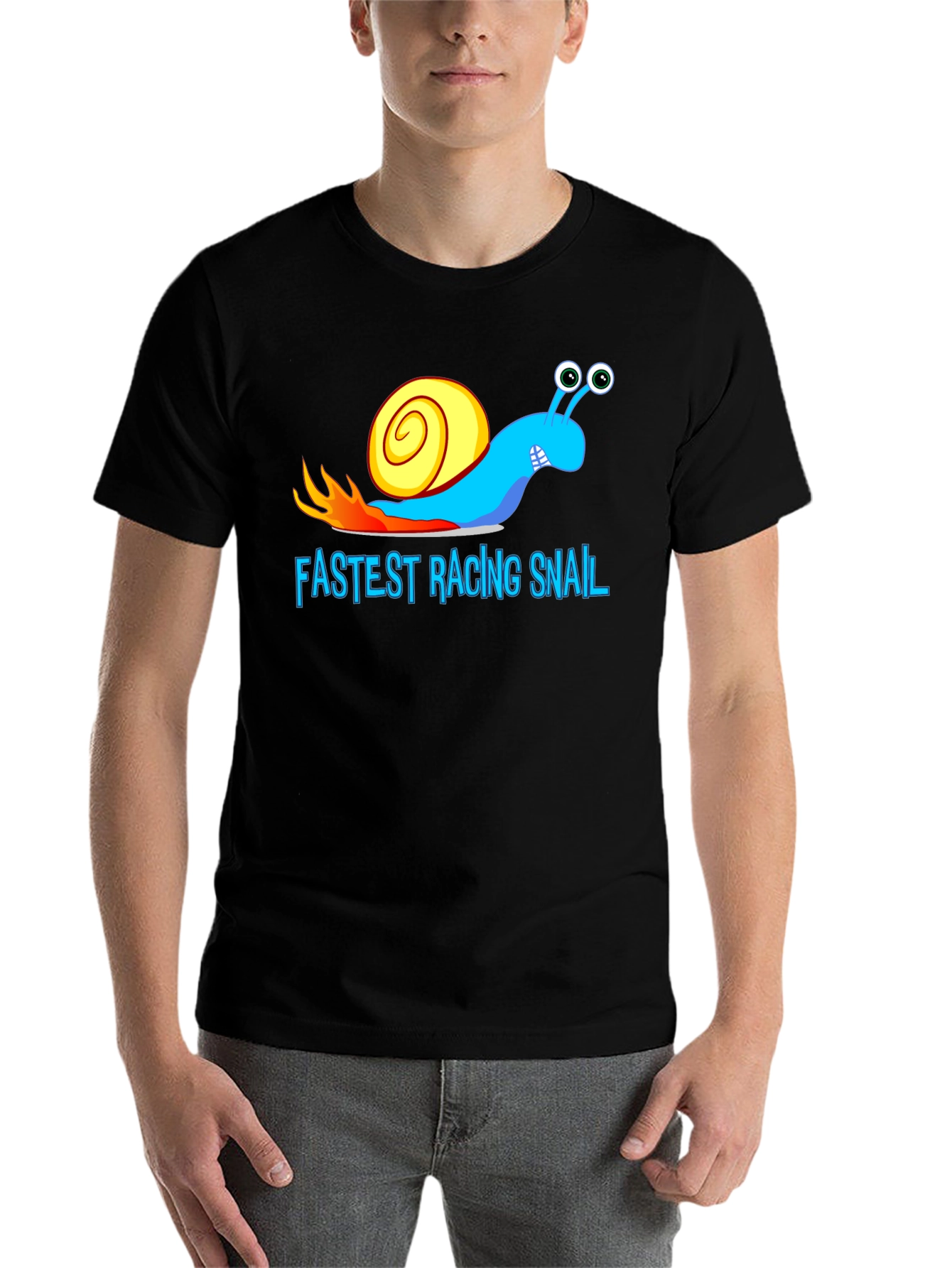 Black Fastest Racing Snail T-Shirt - Funny Cartoon Graphic Tee view 7