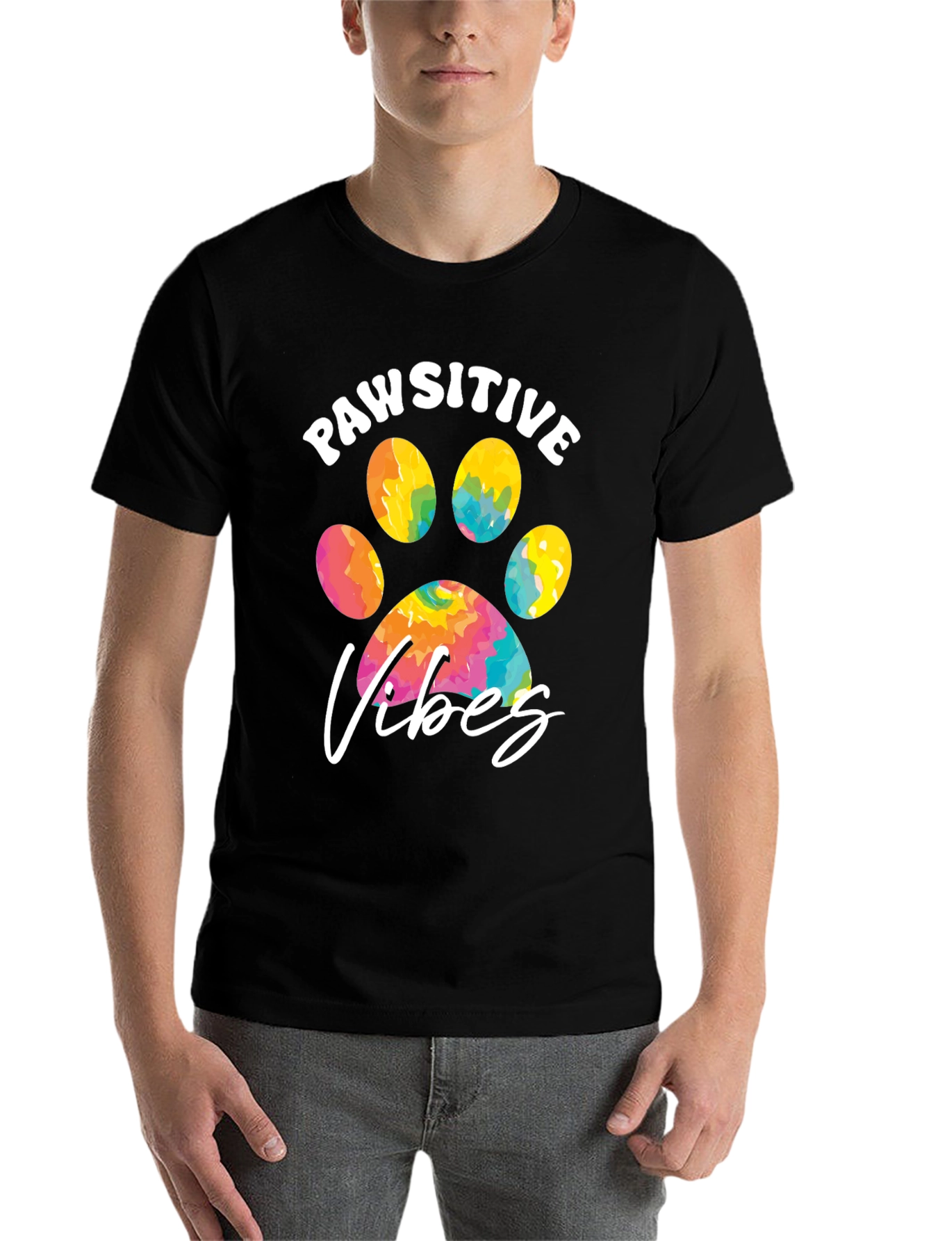 Black Pawsitive Vibes Graphic Tee - Trendy Dog Lover Shirt view 7