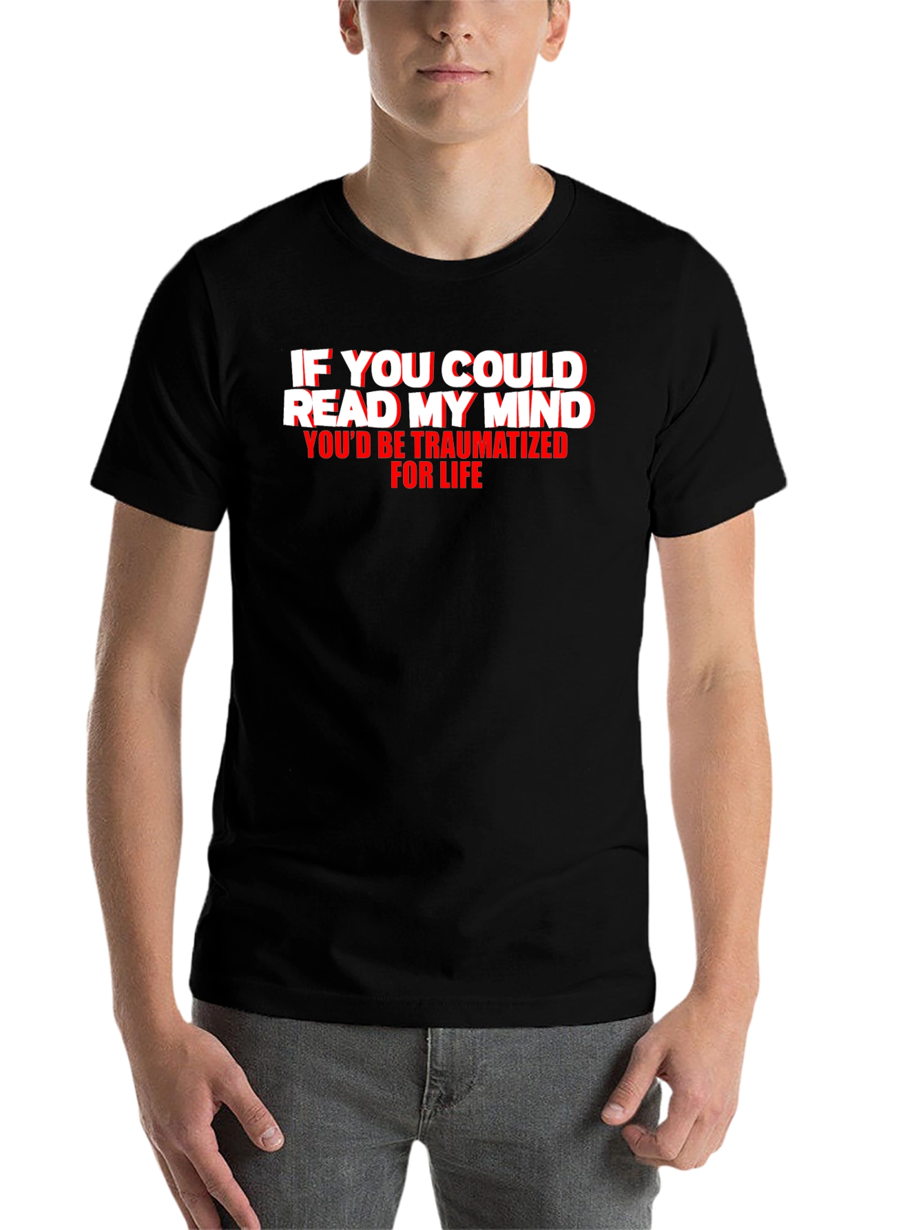 Black Traumatized Mind Graphic Tee - Funny Novelty T-Shirt view 7